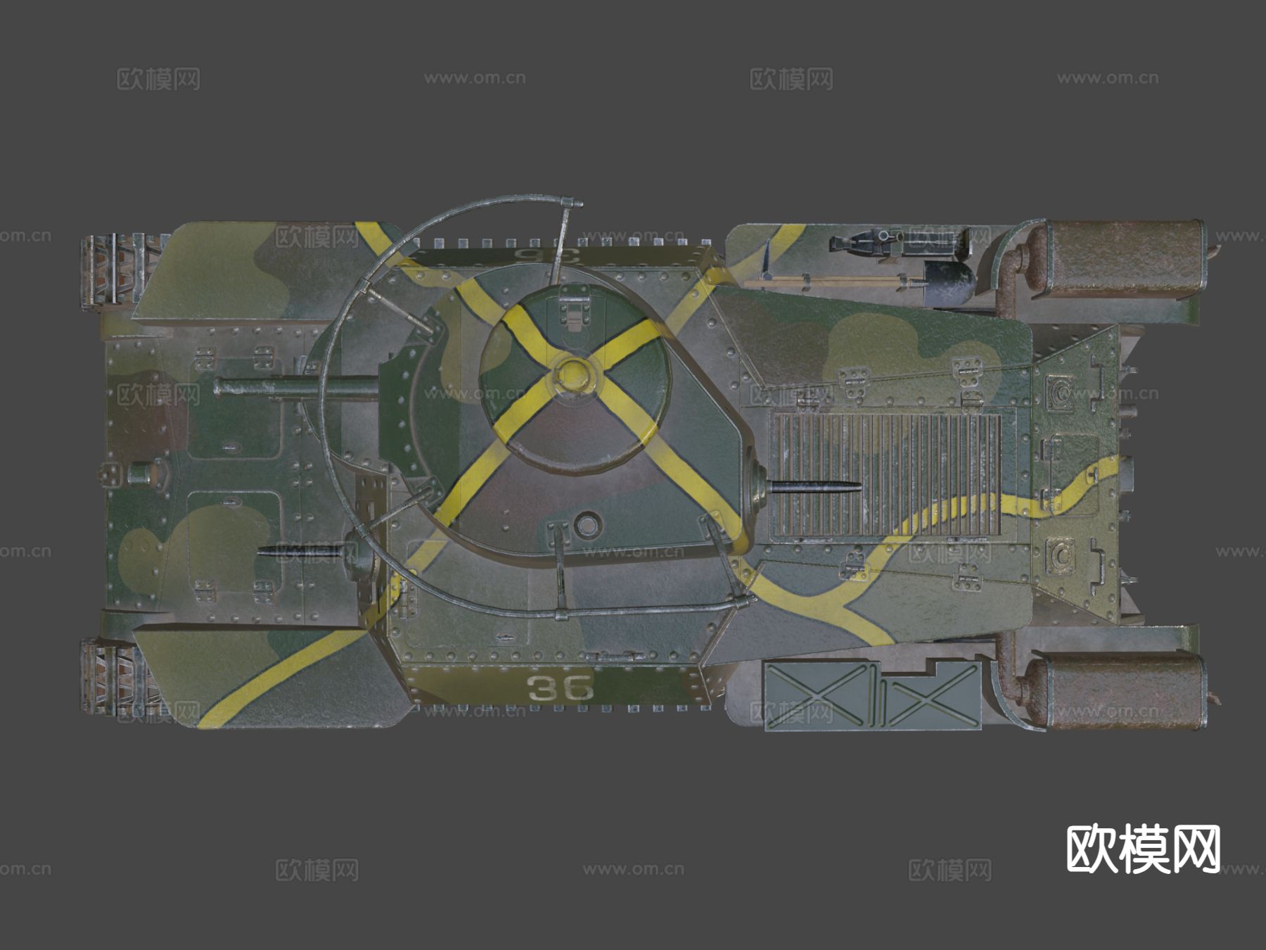 九七式中战坦克su模型下载（渲染图7）