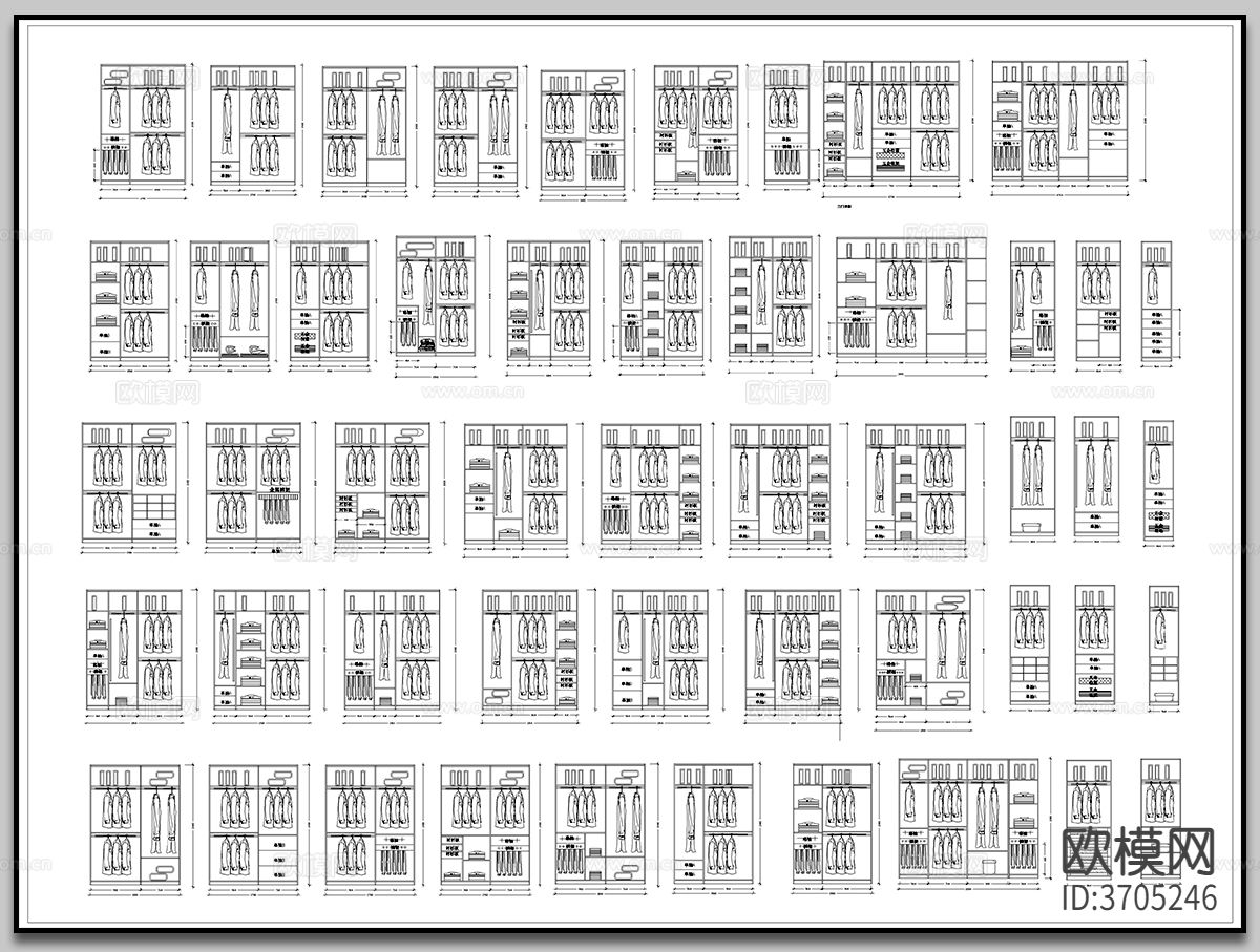 鞋柜衣柜尺寸cad图库下载（渲染图1）