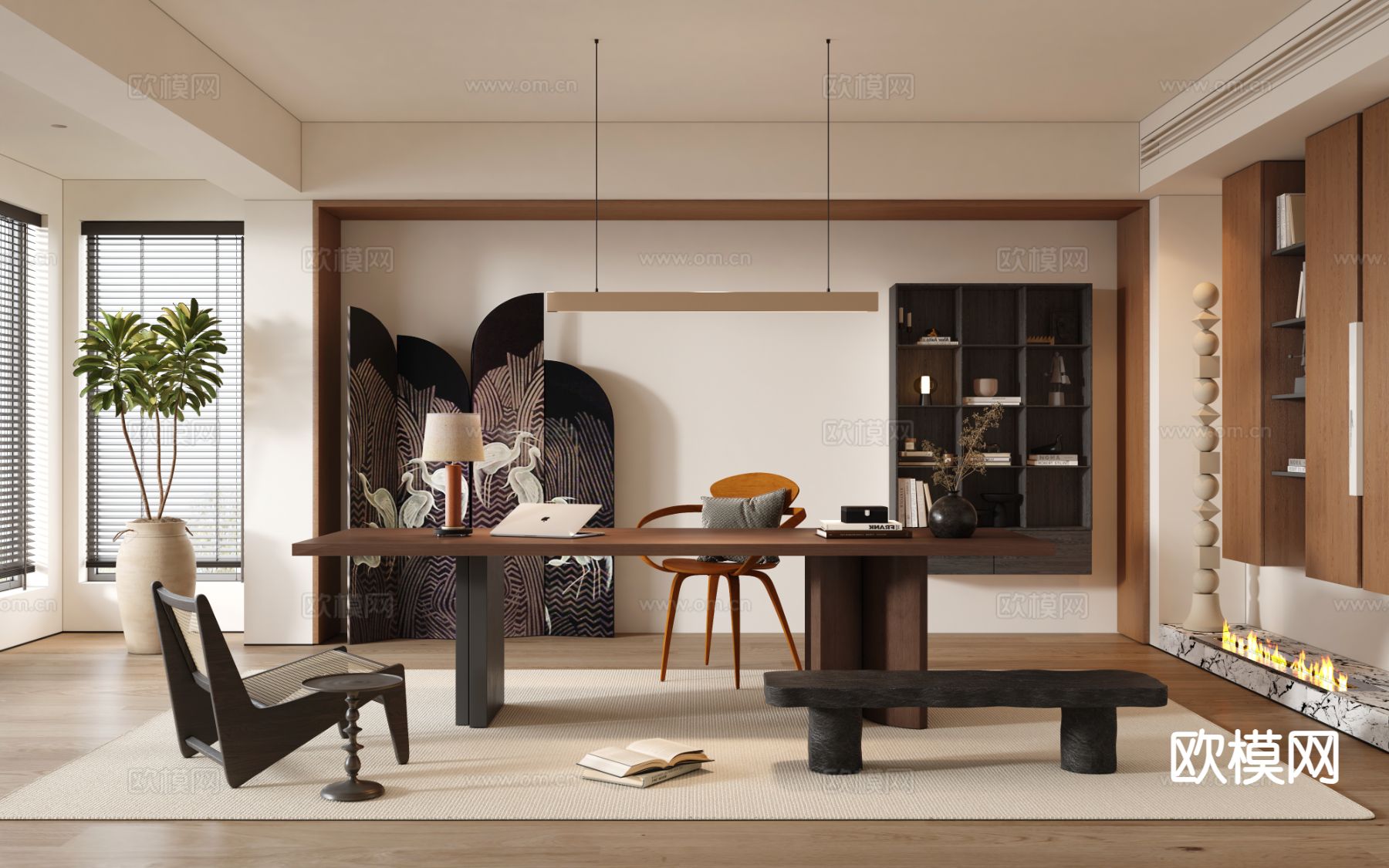 中古风书房3d模型下载