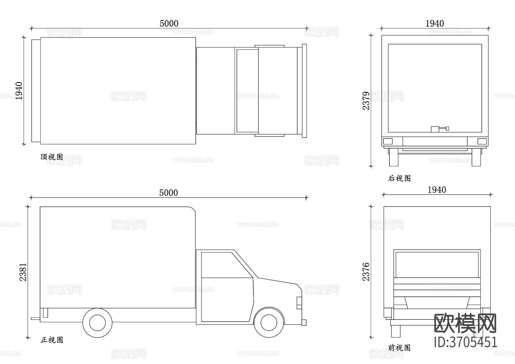 送货小卡车cad大样图