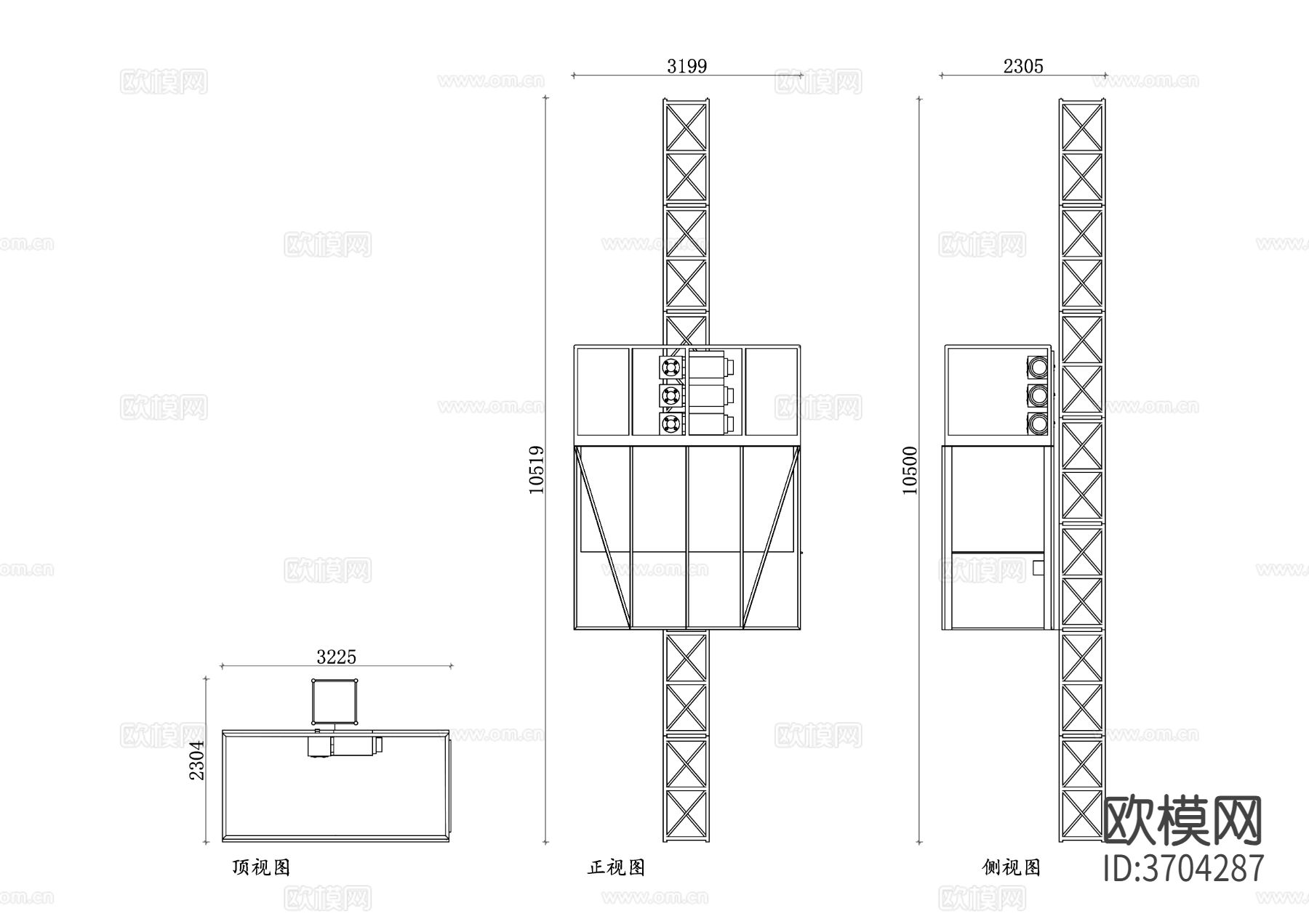工地升降梯CAD三视图