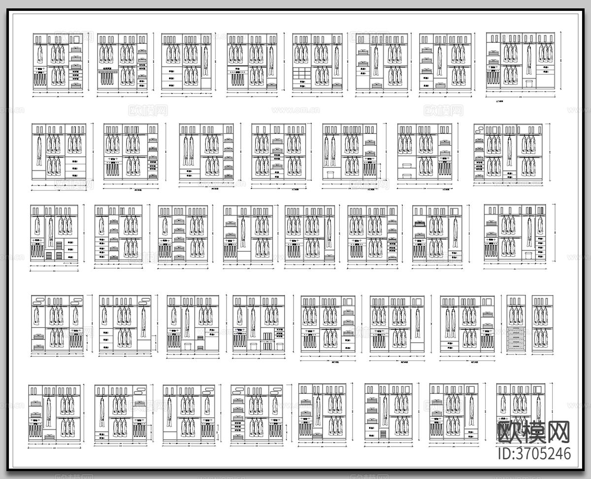 鞋柜衣柜尺寸cad图库下载（渲染图3）