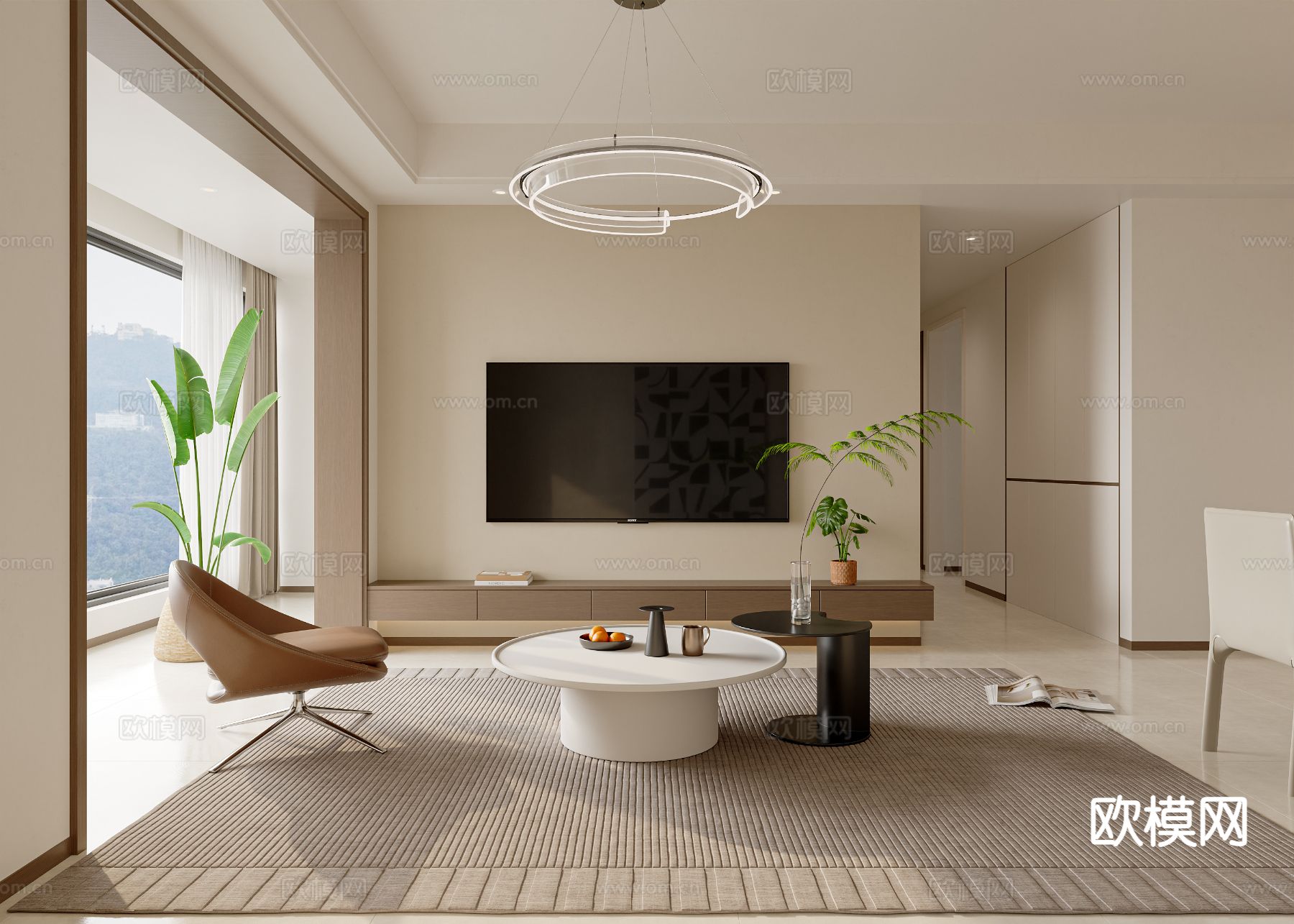 现代客餐厅3d模型下载（渲染图4）