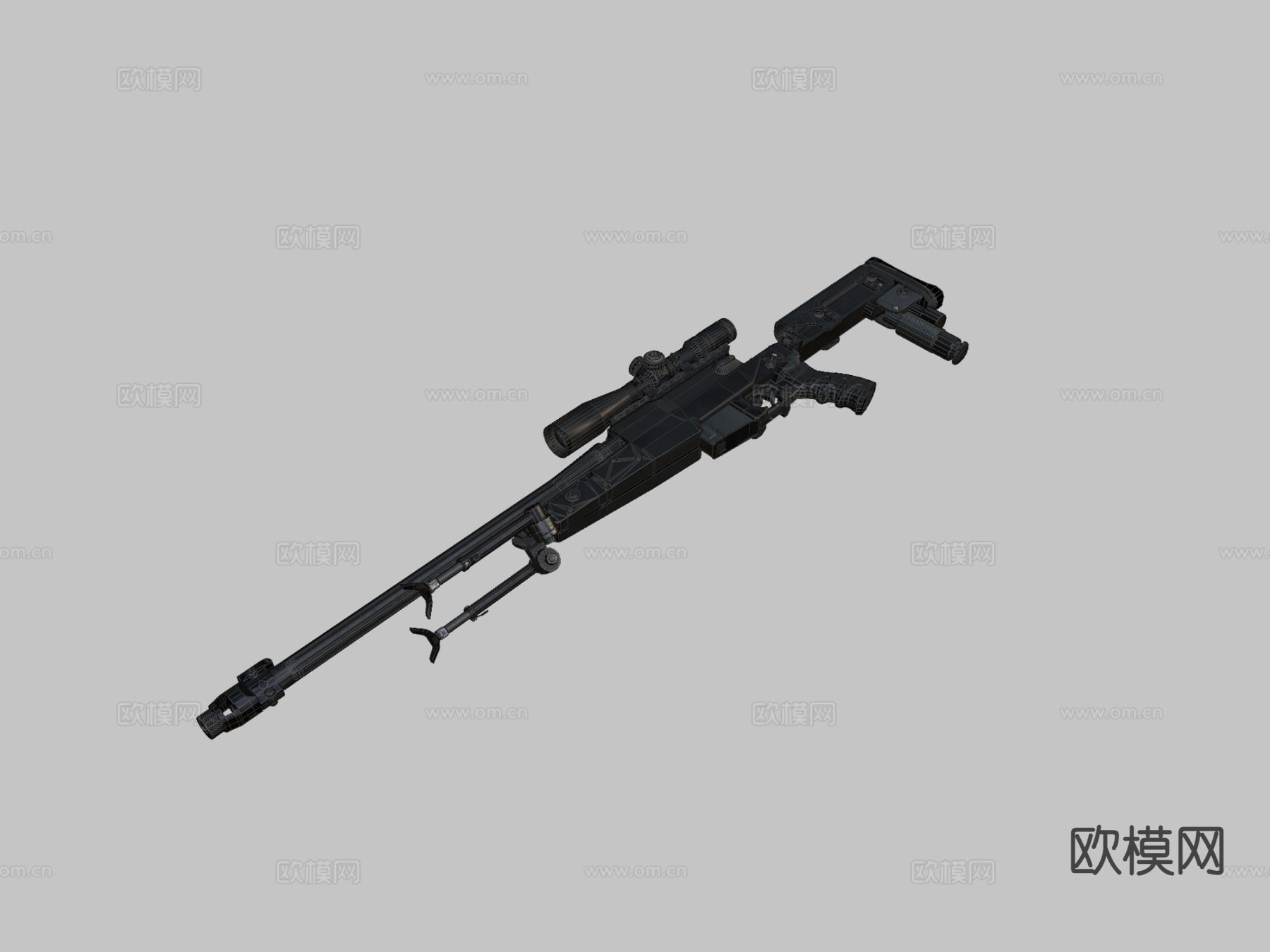 狙击步枪su模型下载（渲染图1）