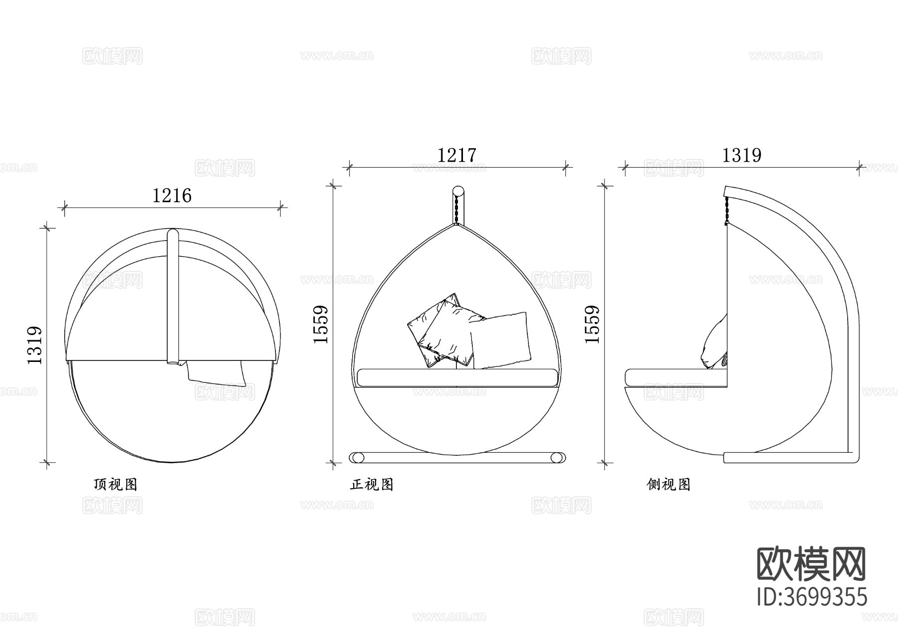 户外双人吊椅设计 户外双人吊椅材质 户外双人吊椅风格cad大样图