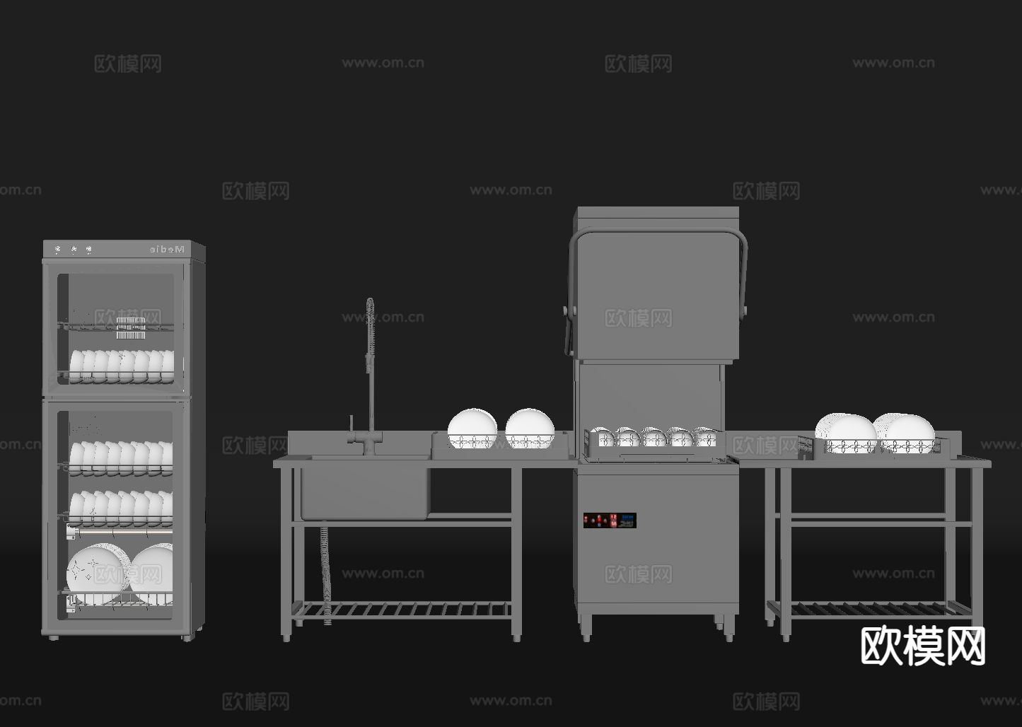 现代后厨厨具su模型