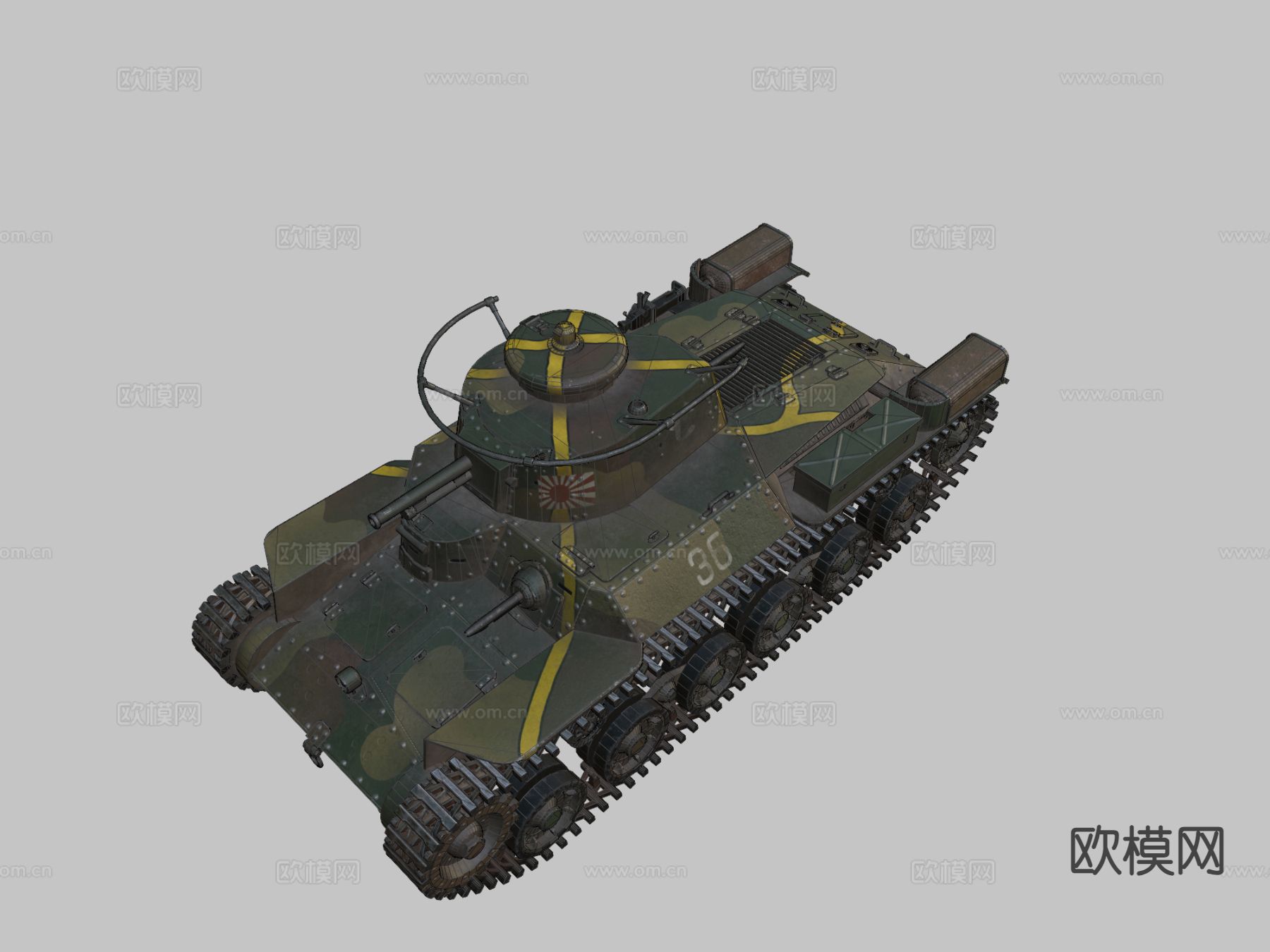 九七式中战坦克su模型下载（渲染图1）