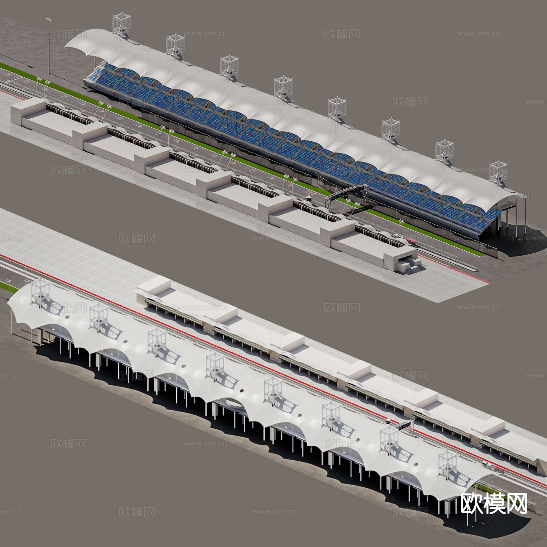 巴林国际赛道 赛车场 体育场 运动场 看台3d模型