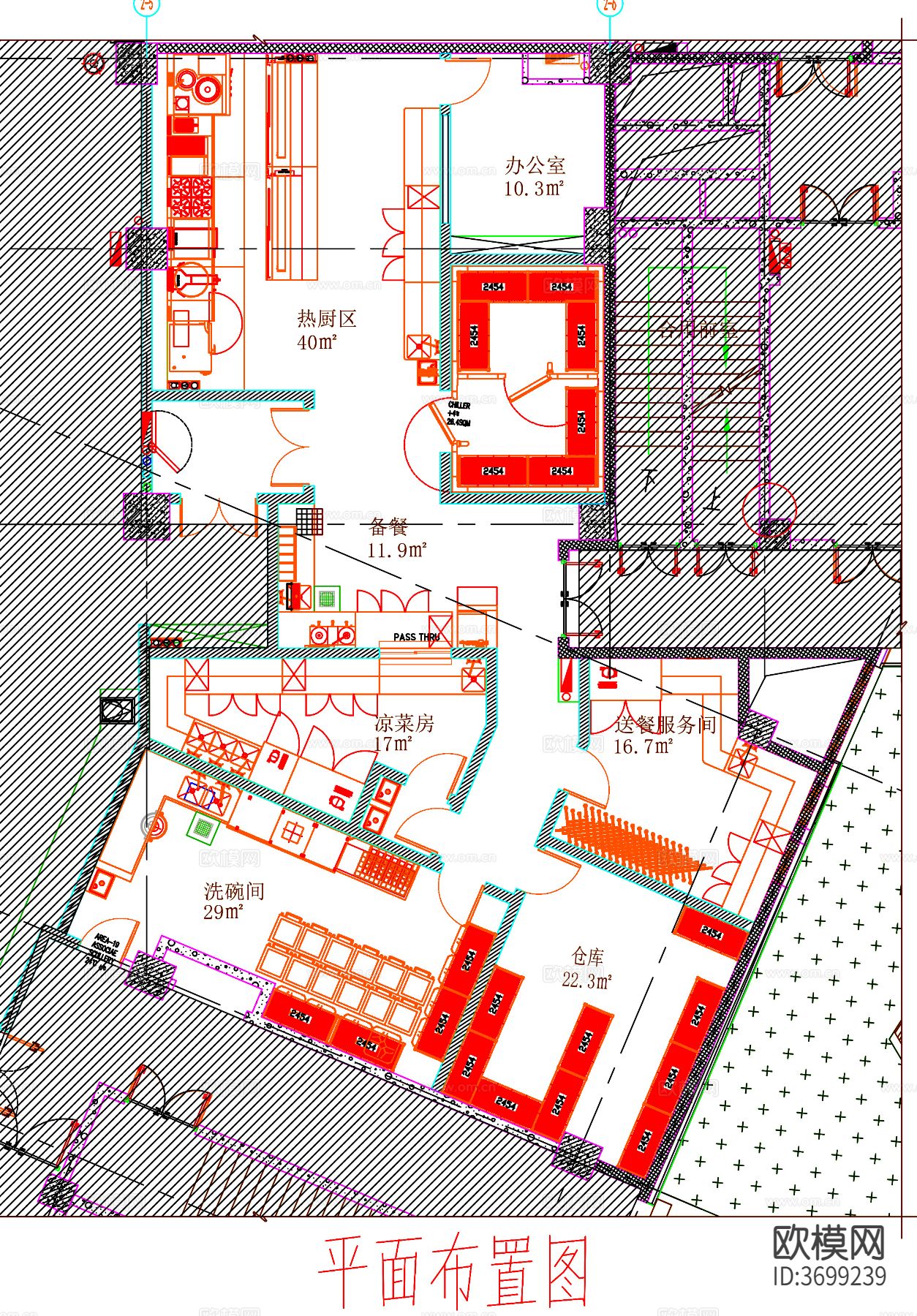 酒店厨房 餐饮厨房 餐厅厨房 厨房平面图 厨房布置图cad施工图