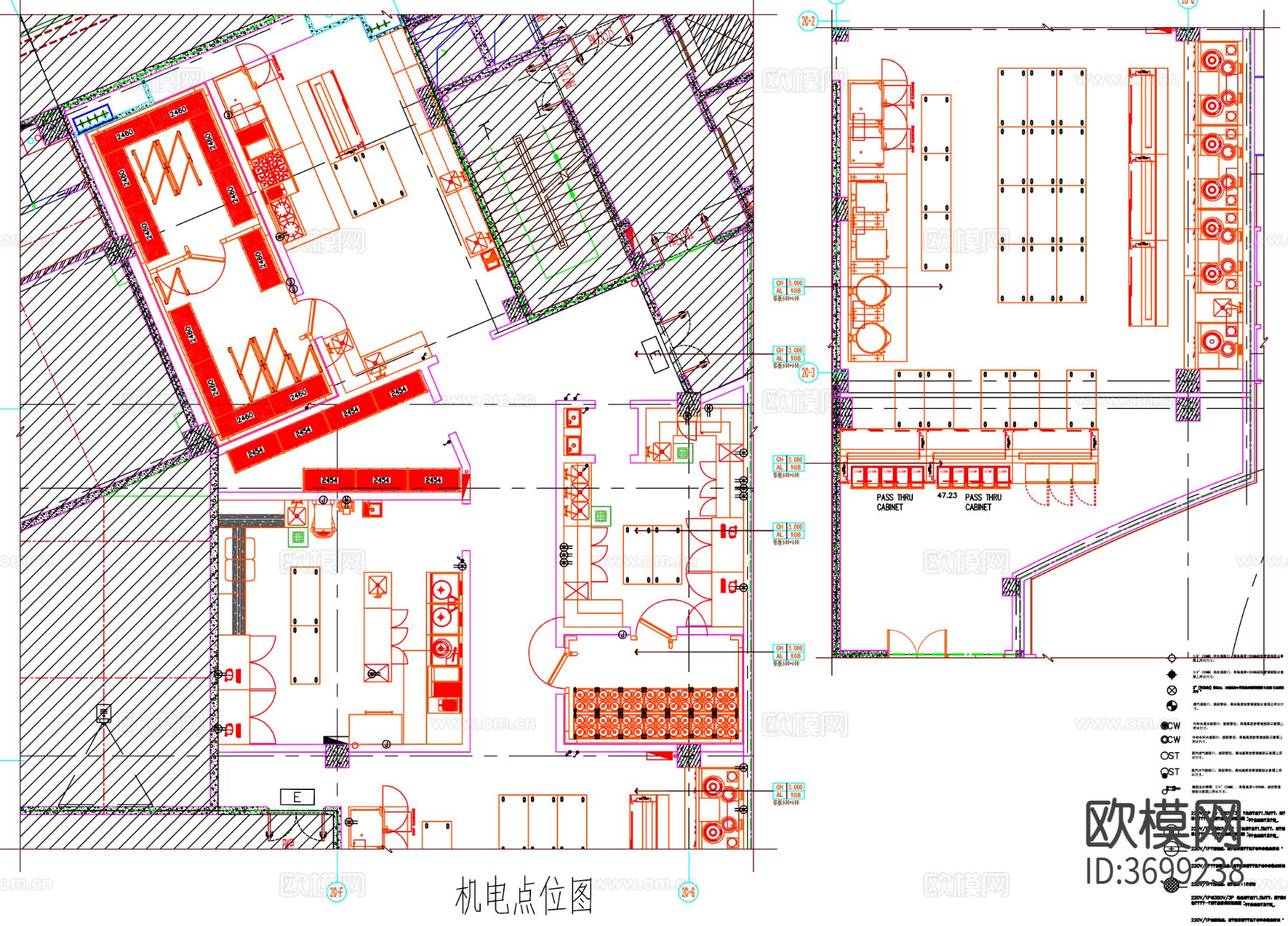 酒店厨房 餐饮厨房 餐厅厨房 厨房平面图 厨房布置图cad施工图