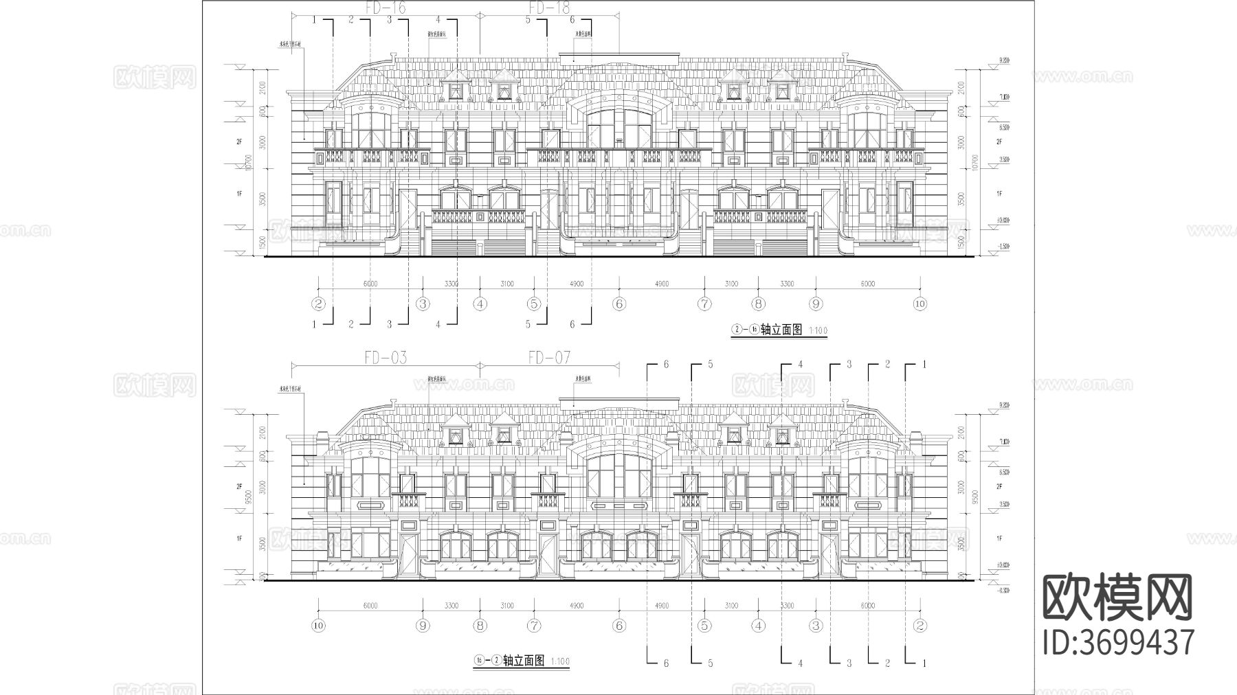 联排建筑 洋房别墅 多层建筑cad施工图