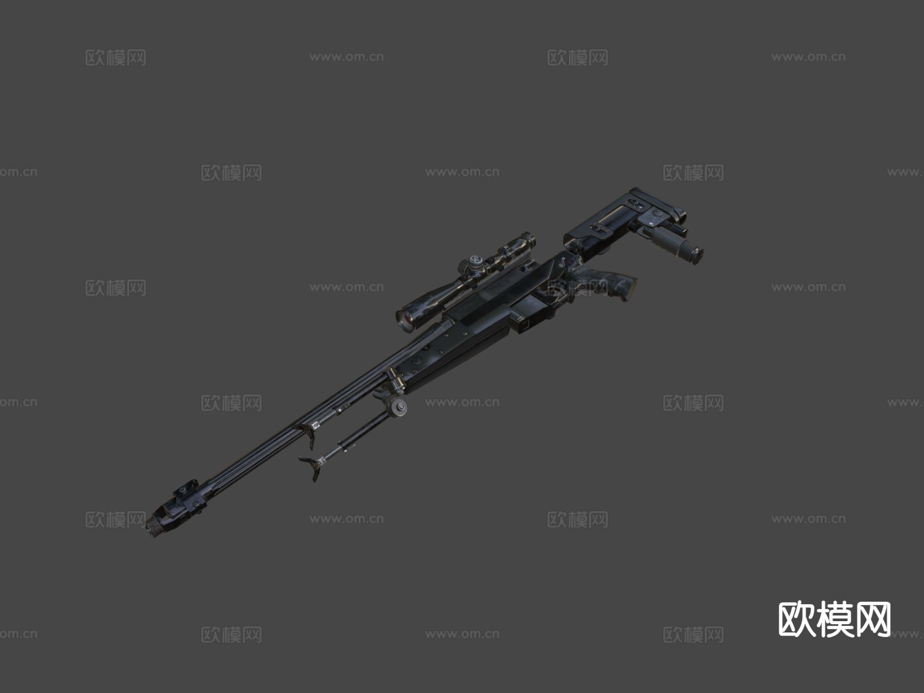 狙击步枪su模型下载（渲染图6）