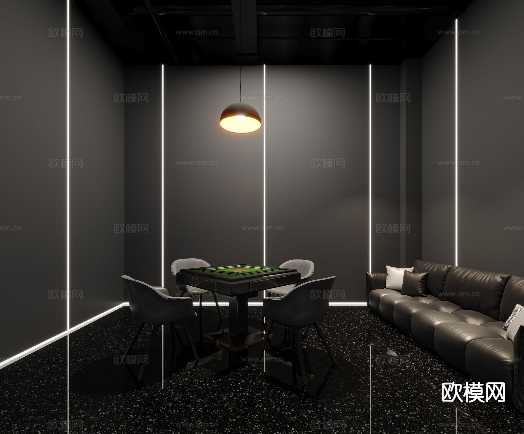 暗黑风麻将室3d模型下载