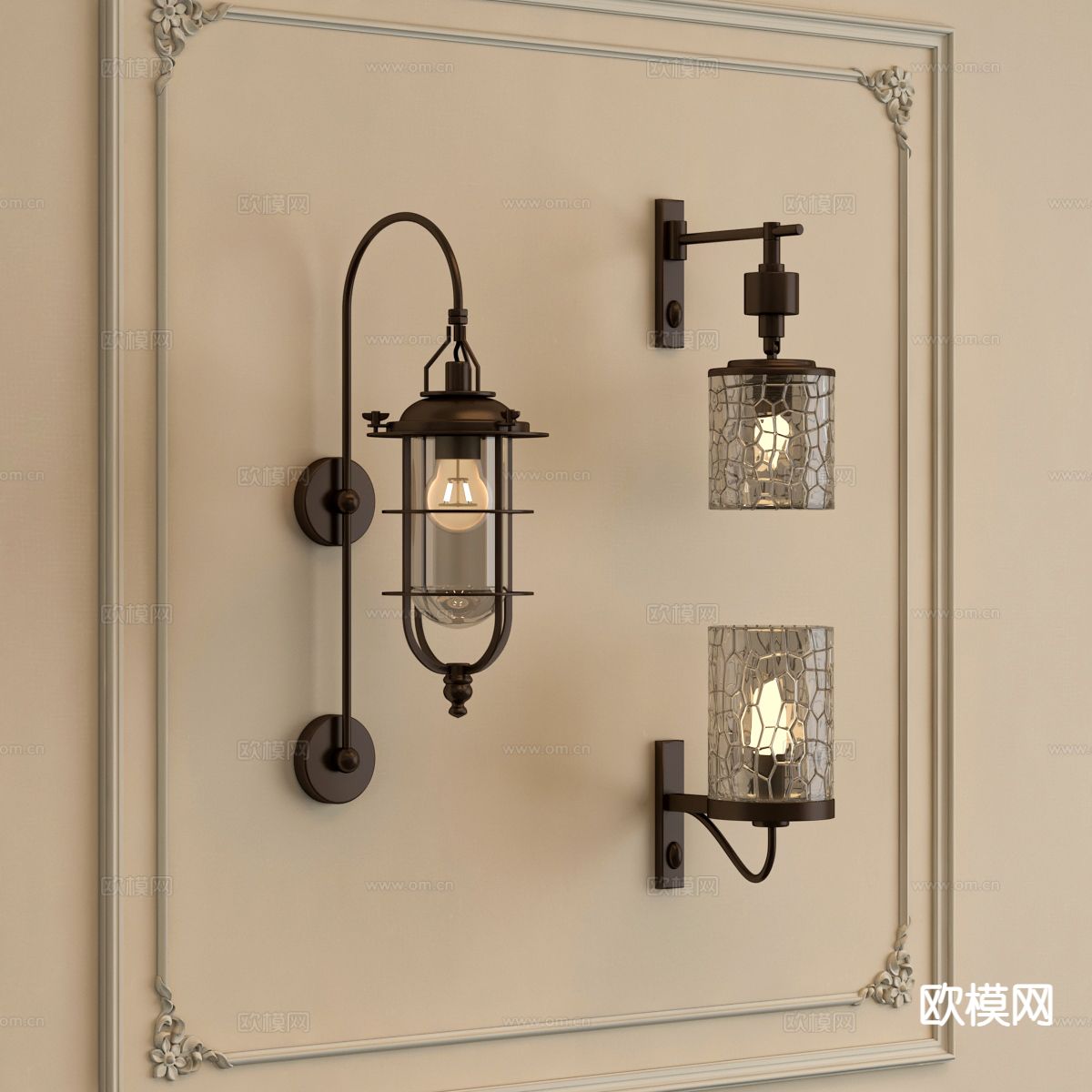 法式壁灯3d模型下载