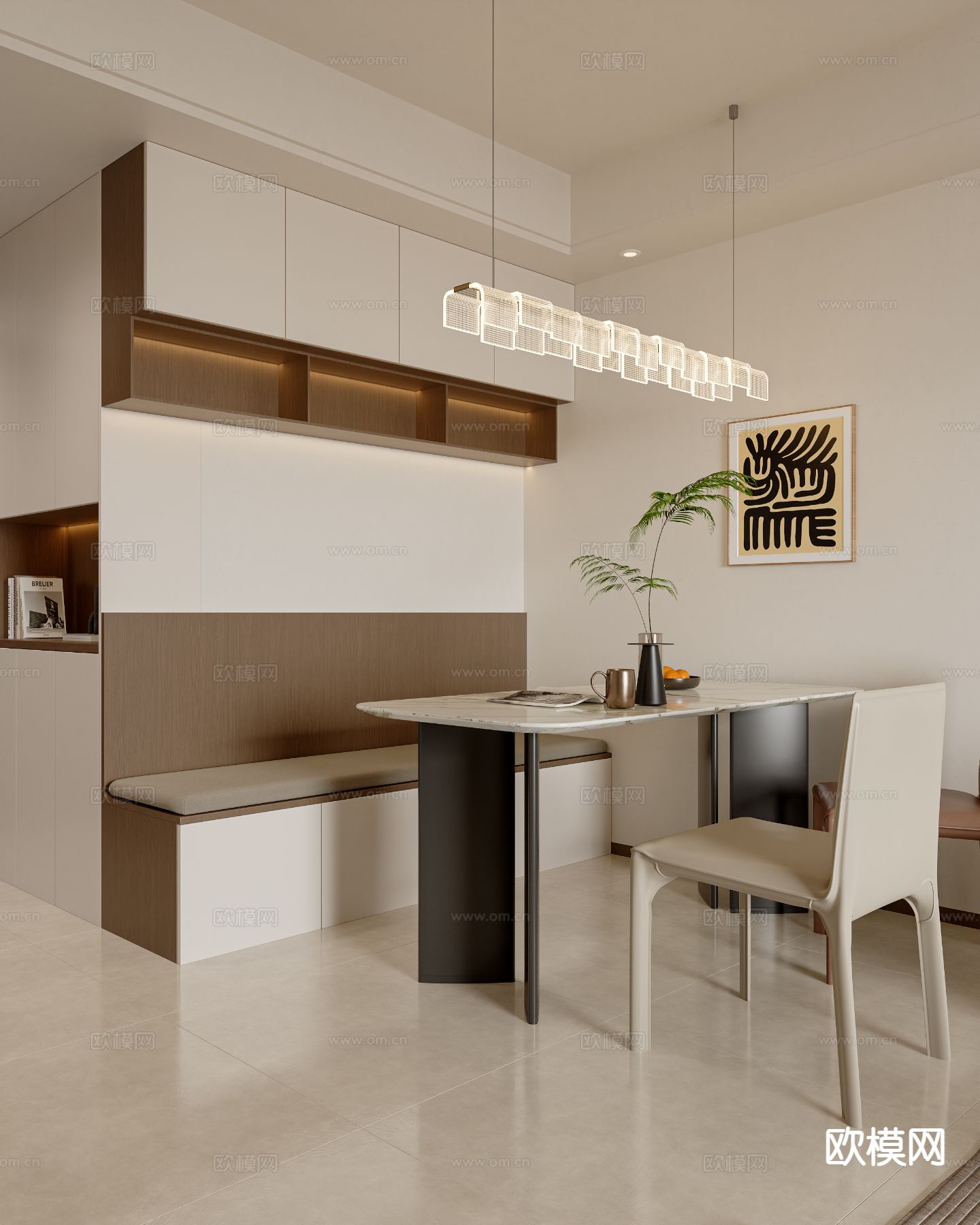 现代客餐厅3d模型下载（渲染图3）