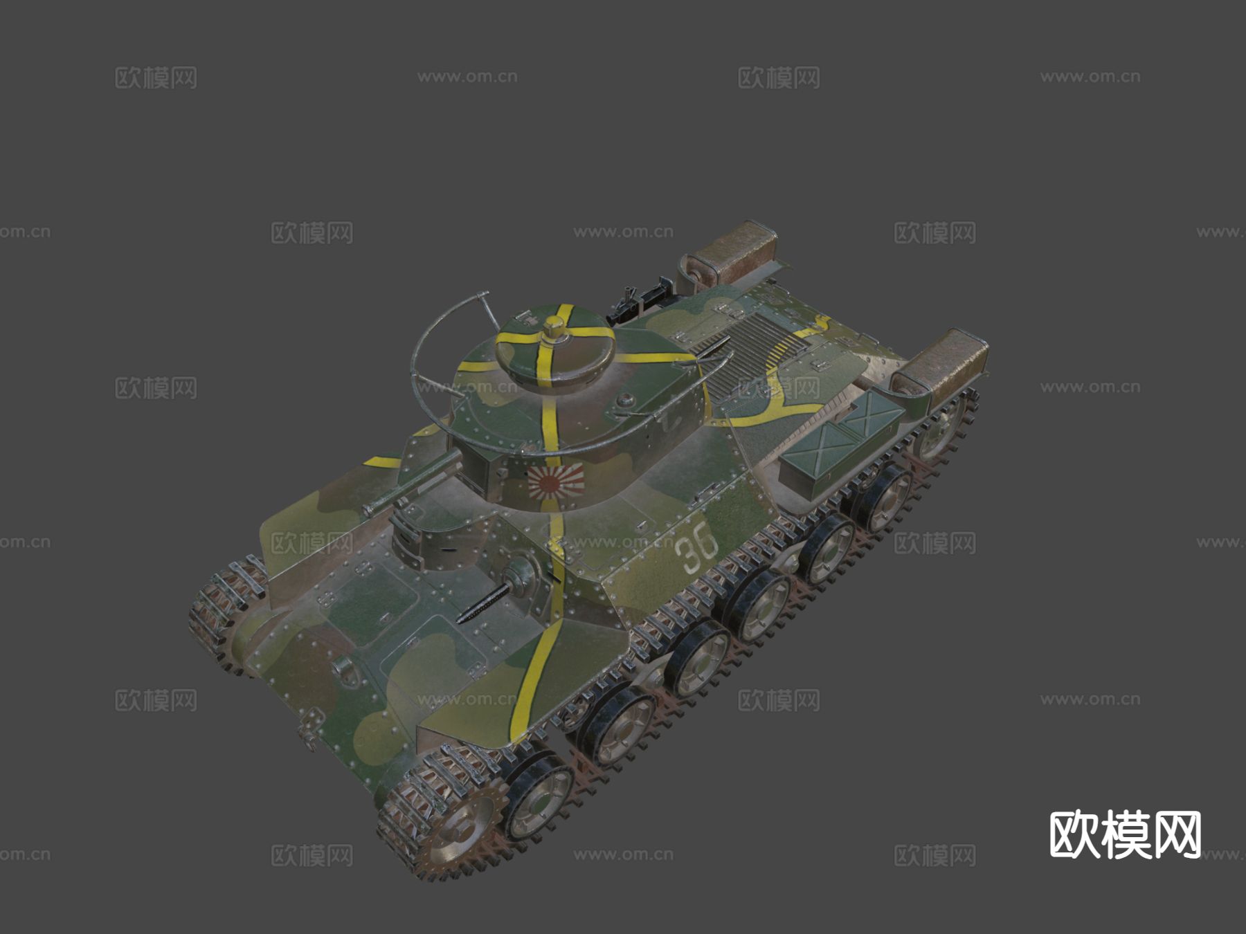 九七式中战坦克su模型下载（渲染图6）