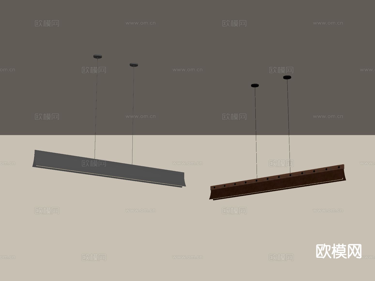 中古风装饰吊灯 长条吊灯su模型