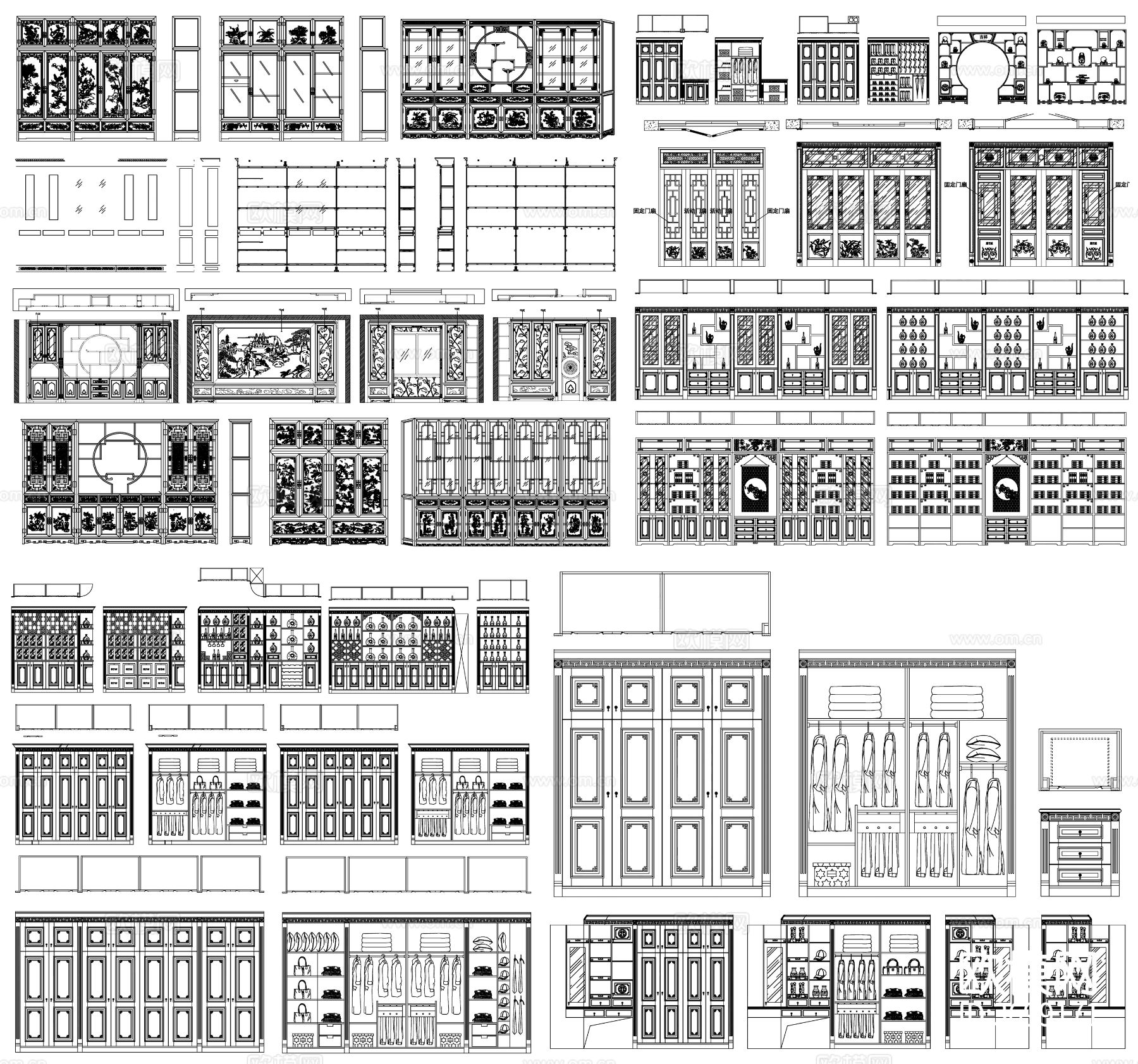 衣柜 博古架 酒柜 装饰柜 装饰柜cad图库
