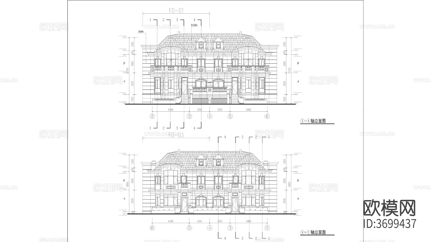 联排建筑 洋房别墅 多层建筑cad施工图