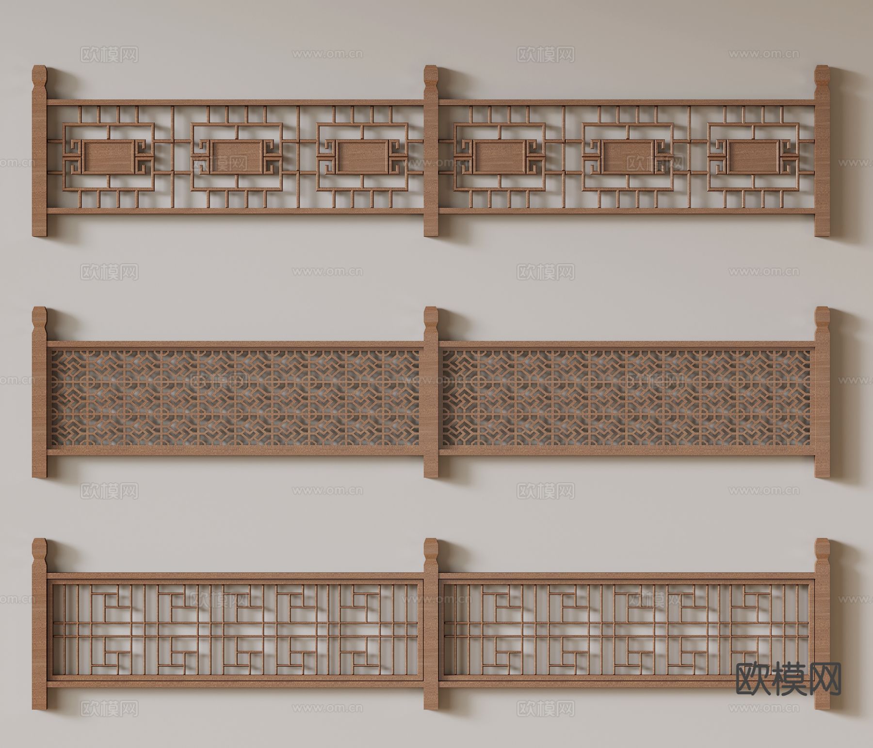 新中式栏杆 护栏 围栏 栅栏3d模型