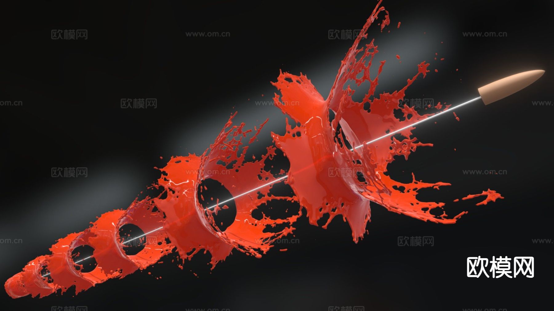 溅射包02-子弹射击su模型下载（渲染图2）