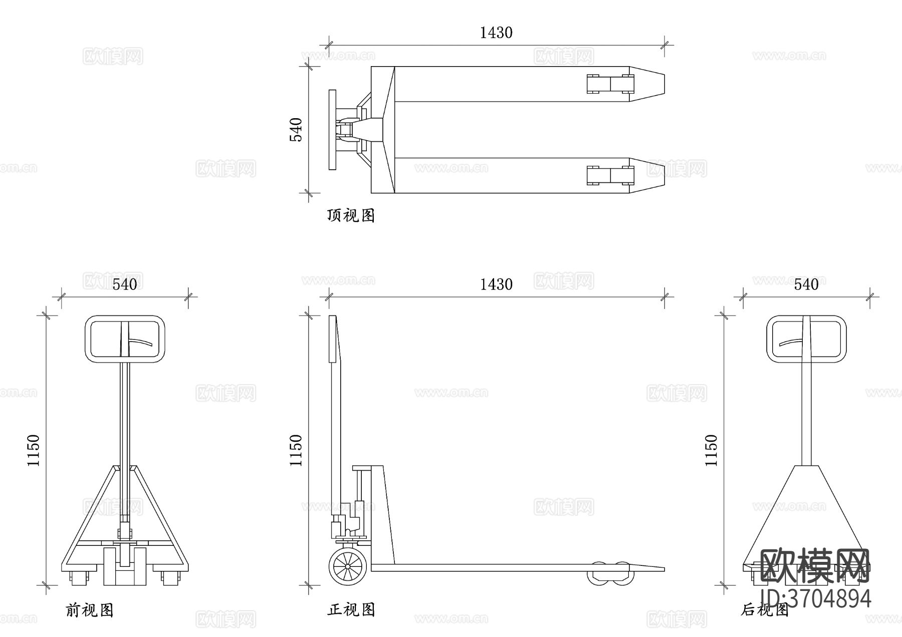 手摇式小叉车cad大样图