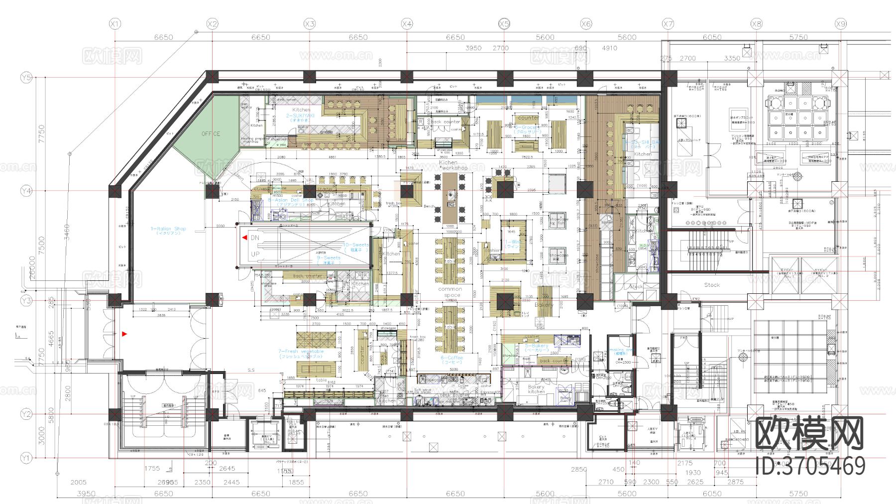 餐厅 饭店 超市cad平面图下载