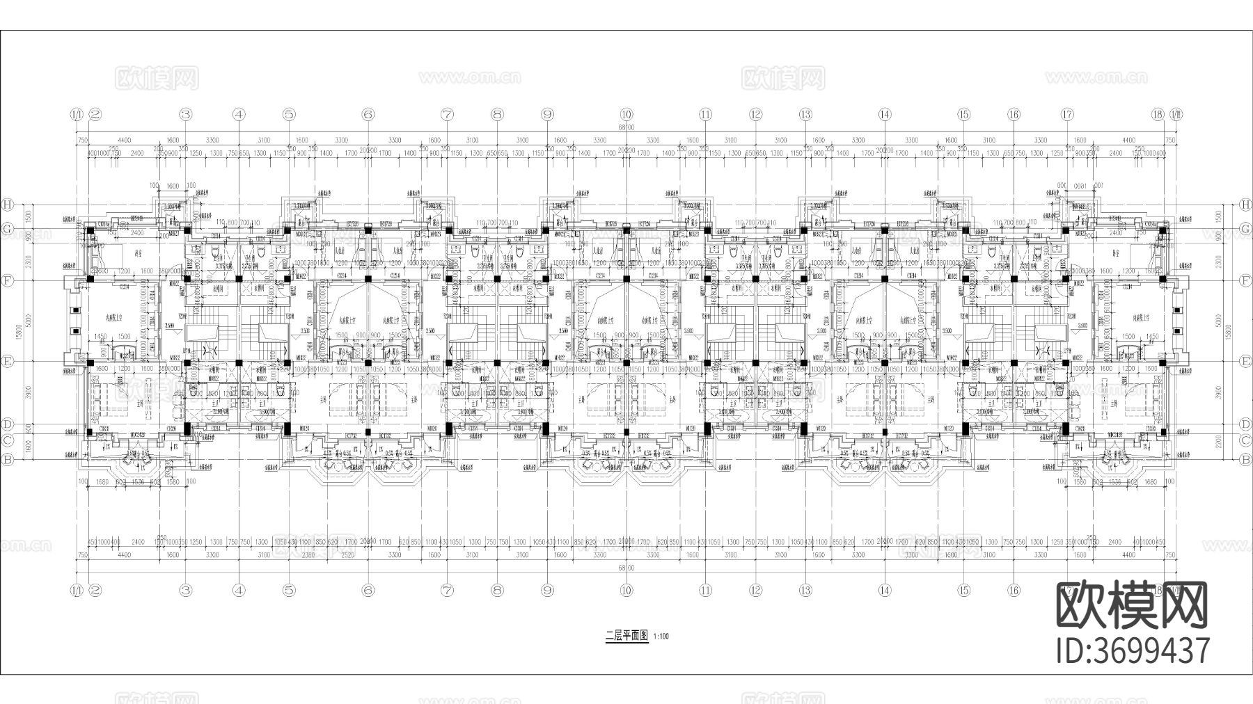 联排建筑 洋房别墅 多层建筑cad施工图