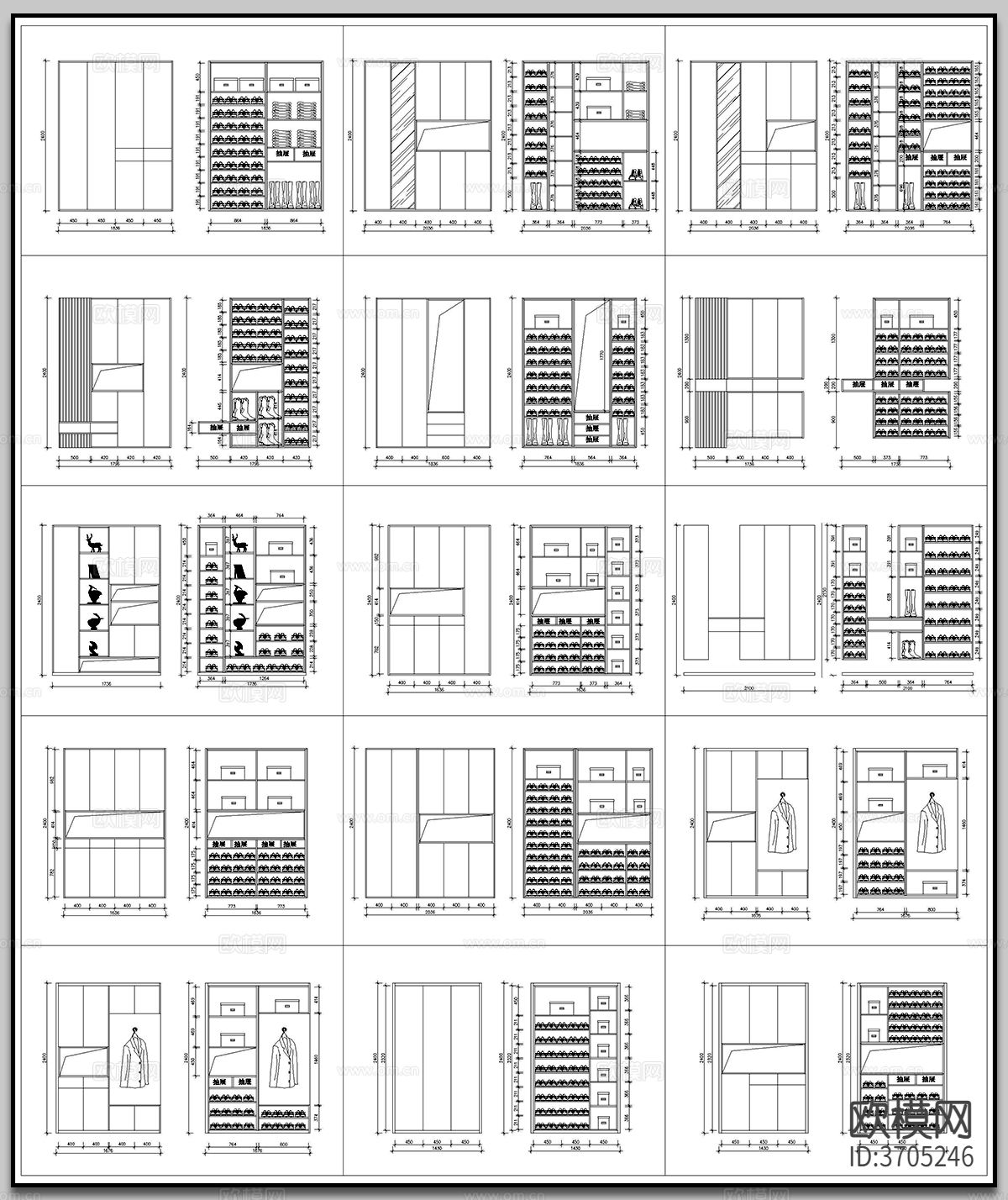 鞋柜衣柜尺寸cad图库下载（渲染图6）
