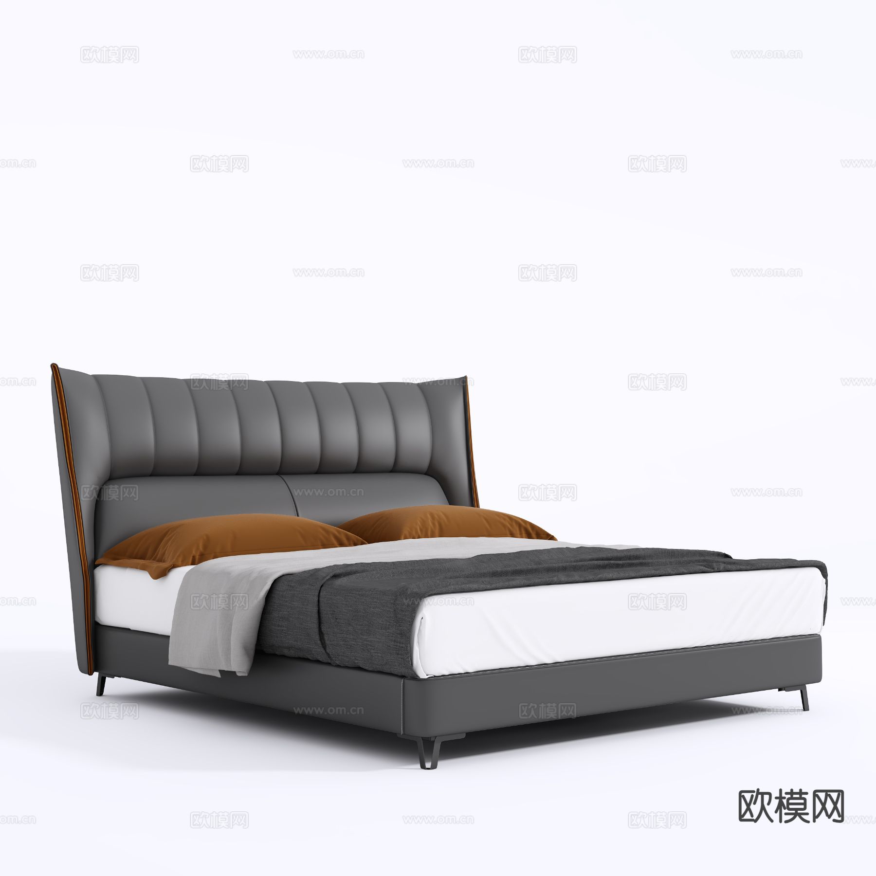 意式双人床3d模型下载