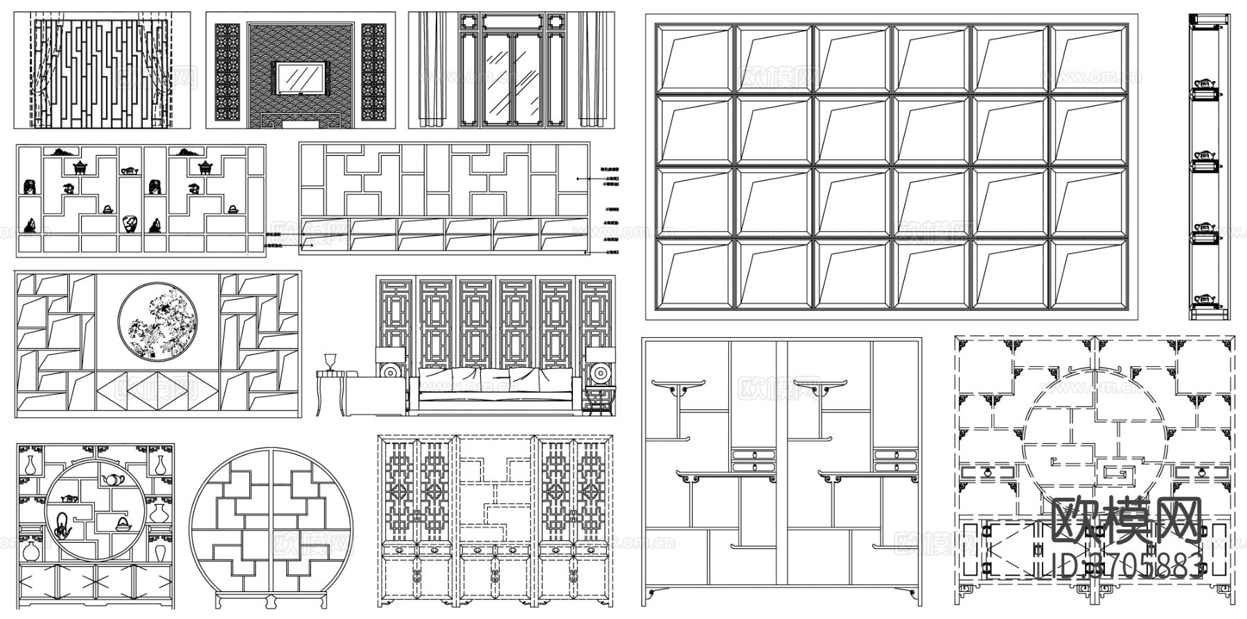 中式家具cad图库