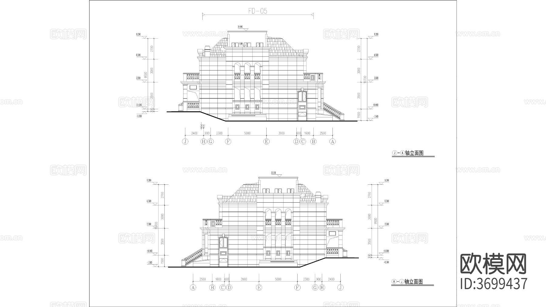 联排建筑 洋房别墅 多层建筑cad施工图