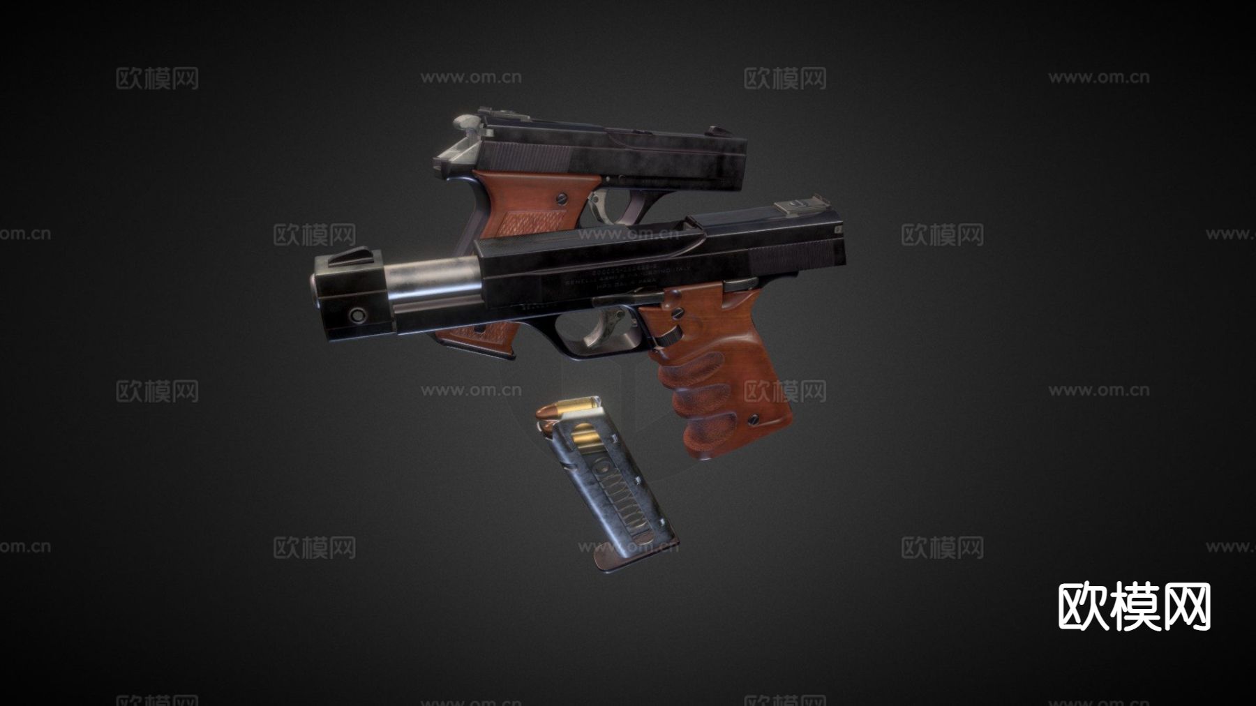 贝内利MP3B76手枪su模型下载（渲染图2）