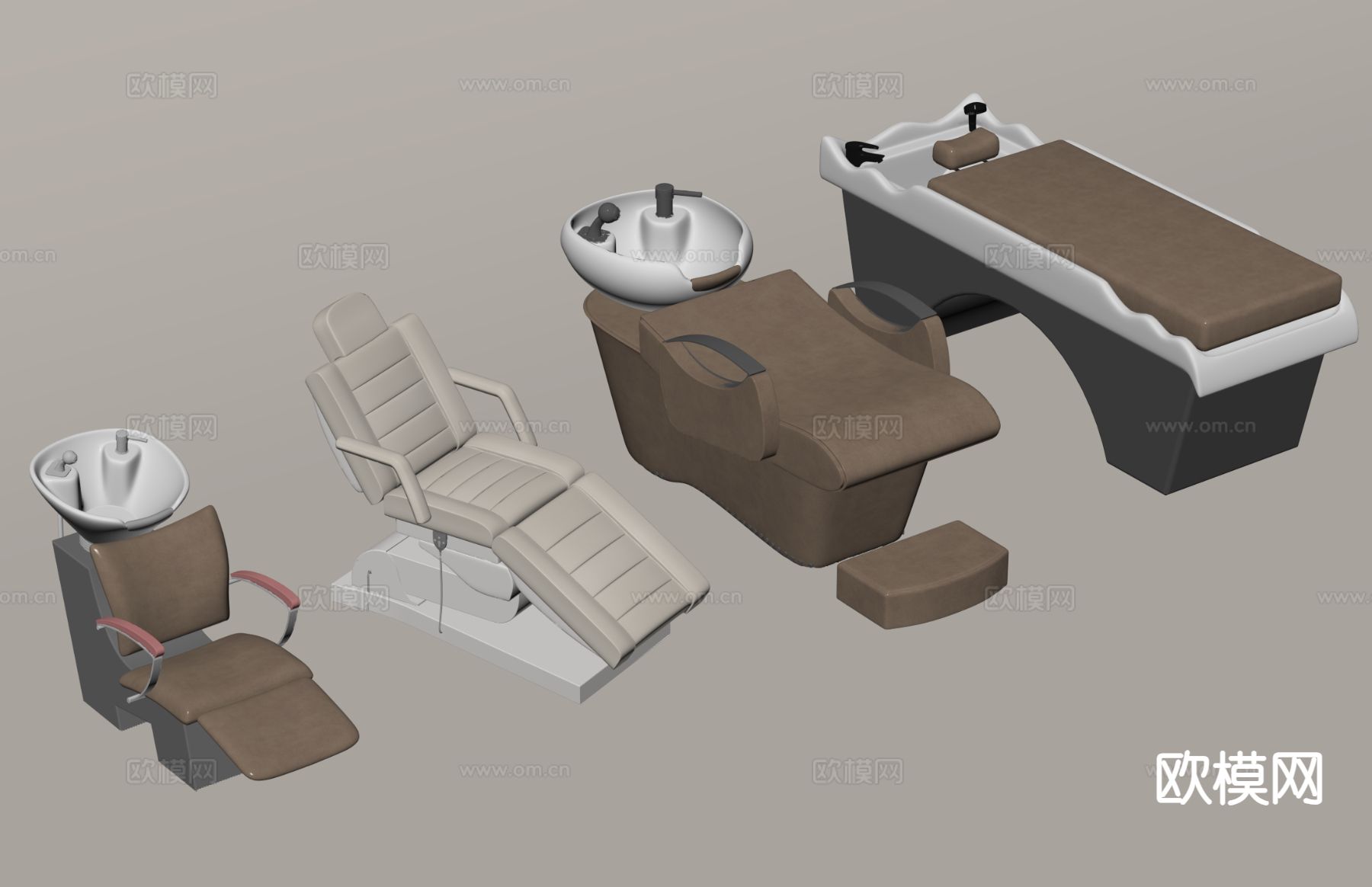 现代洗头椅 洗头床su模型