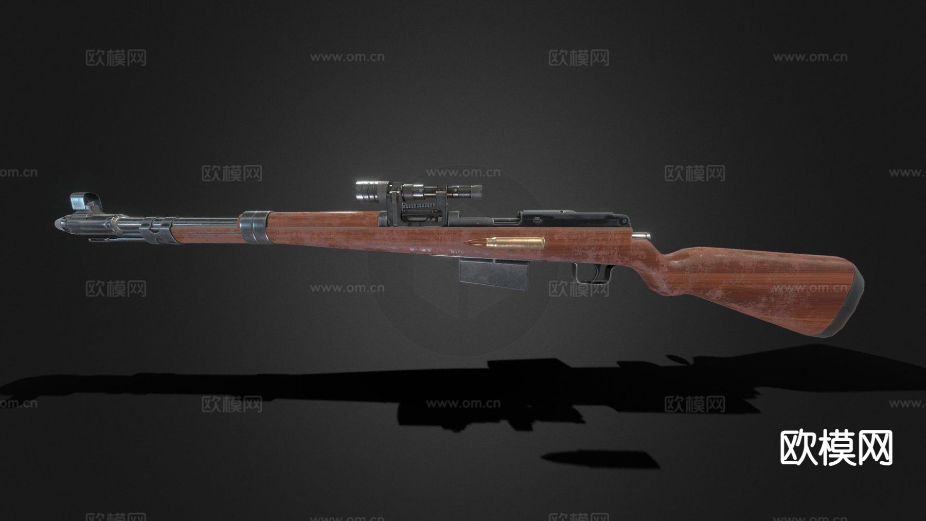 沃尔特狙击枪su模型下载（渲染图2）