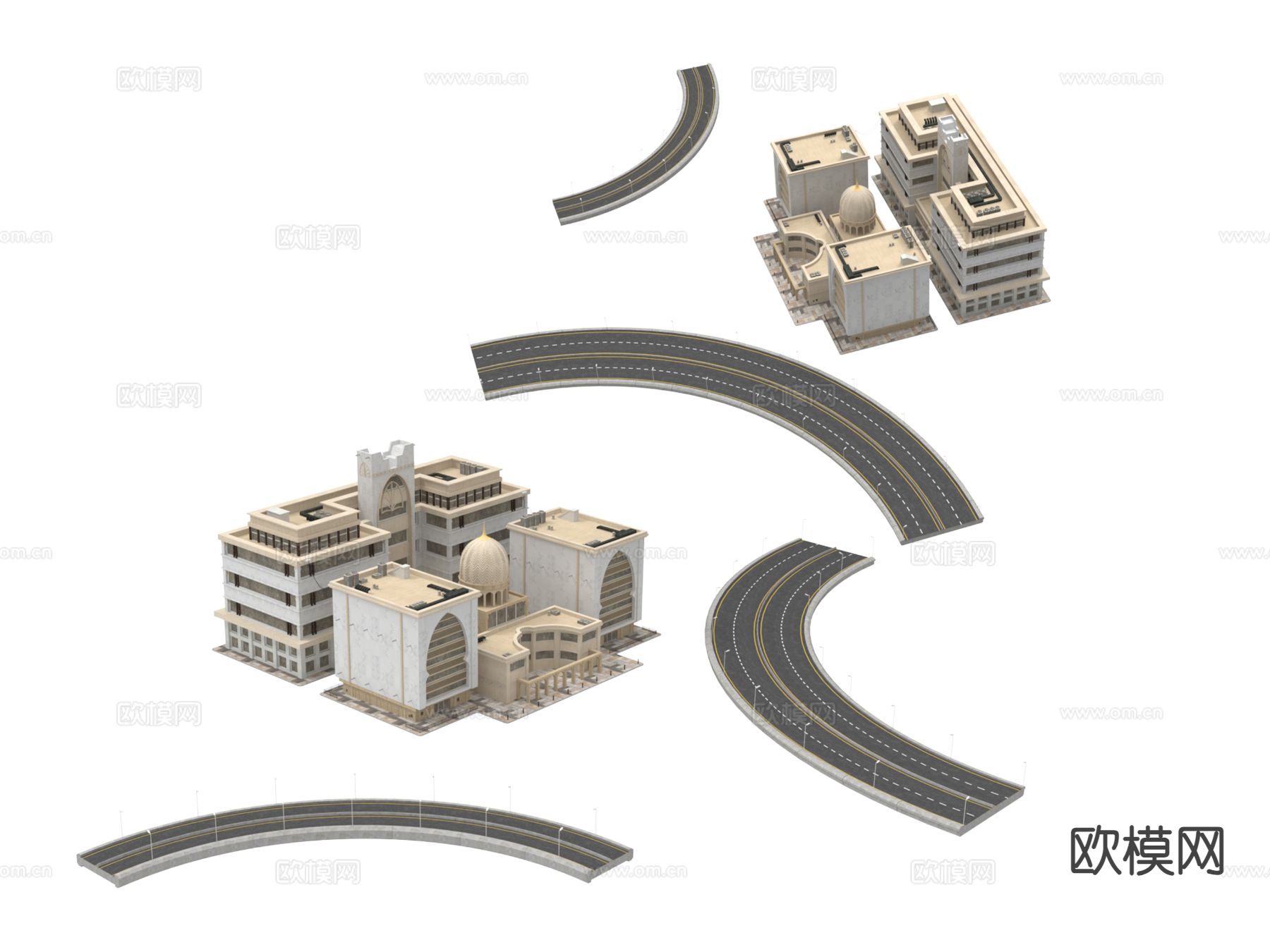 酒店道路建筑3d模型