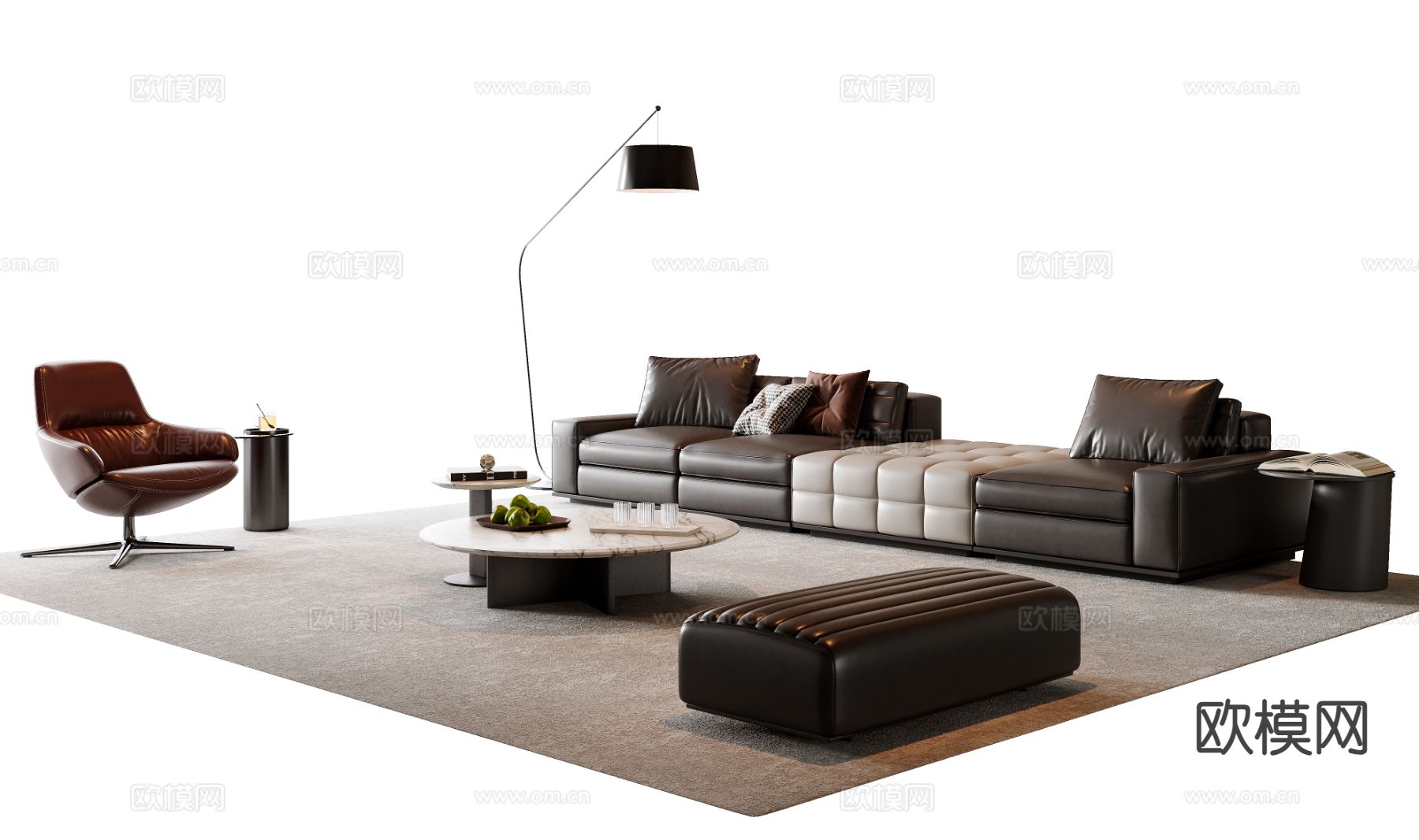 意式组合沙发3d模型下载