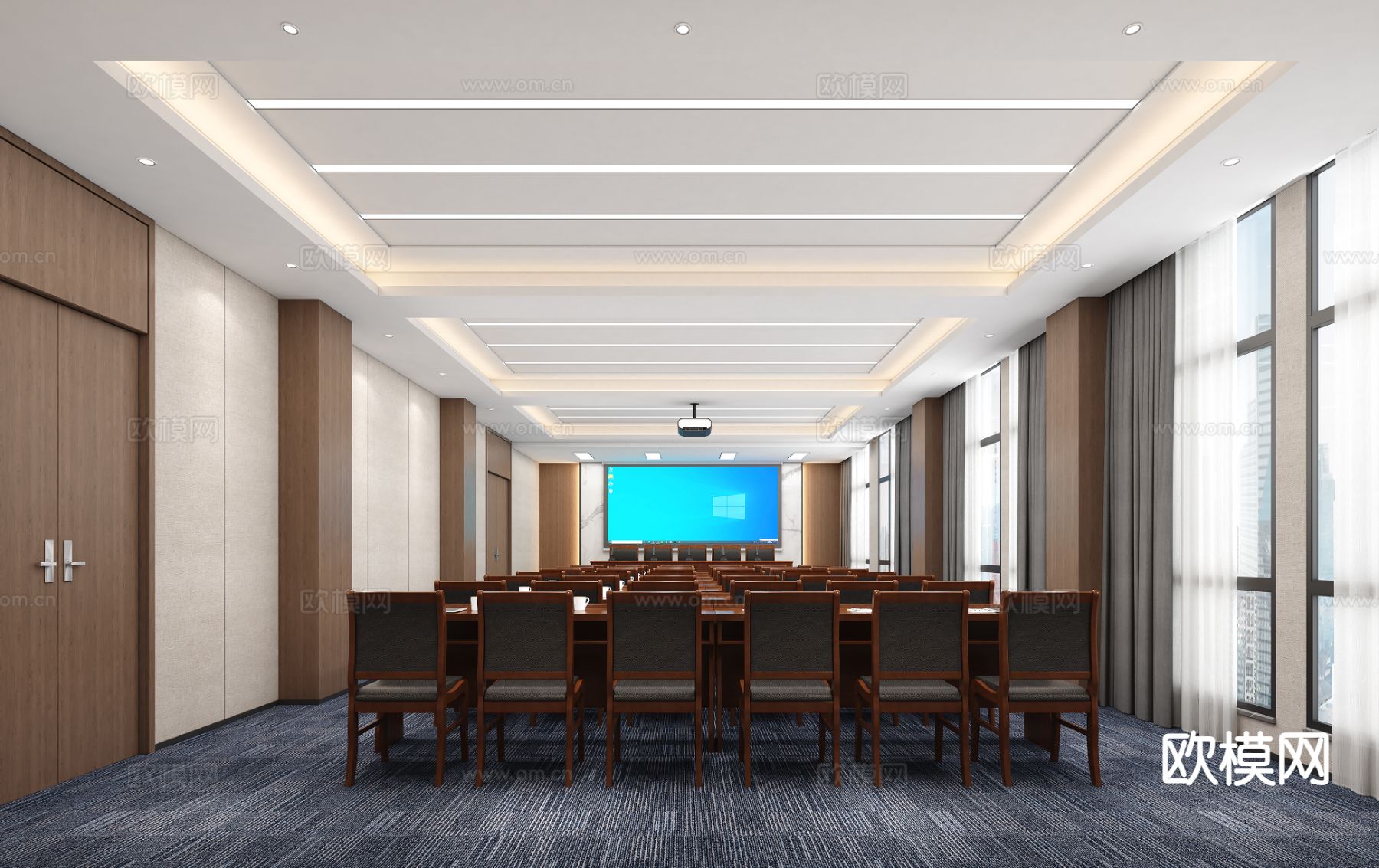 现代大会议室3d模型下载
