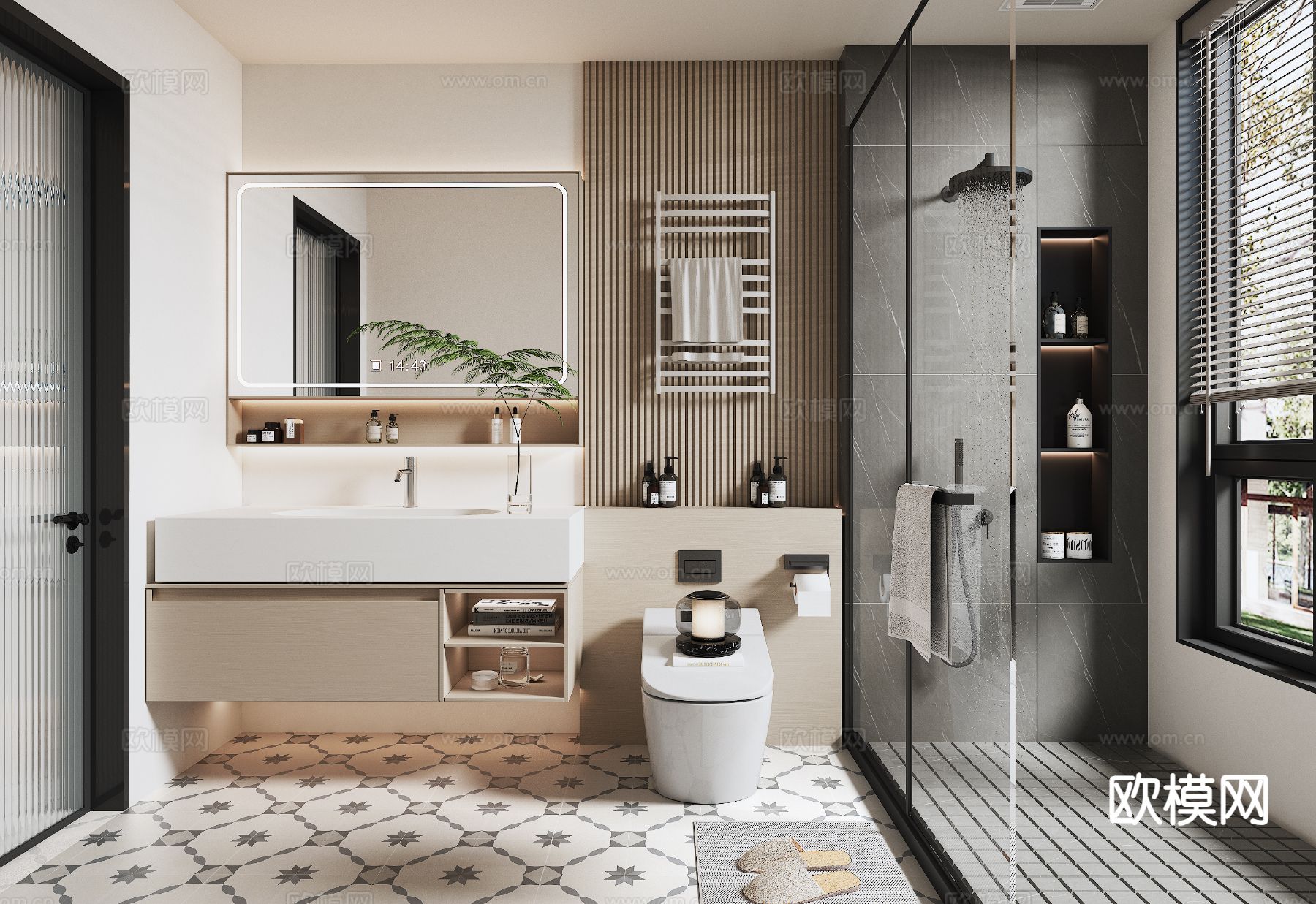 现代卫生间 浴室 洗手间3d模型下载