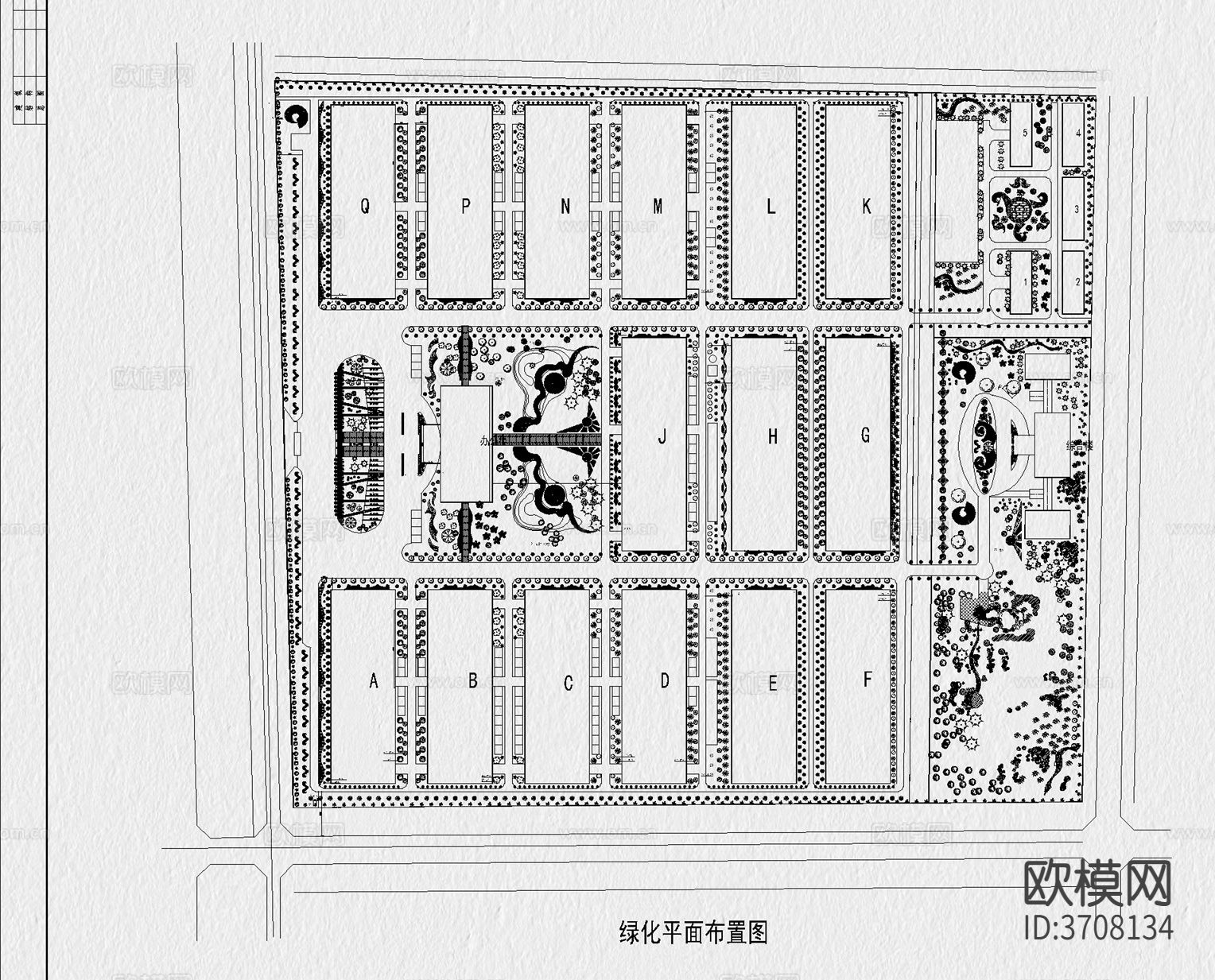 产业园工业园厂区厂房工厂规划植物配置景观绿化方案cad施工图