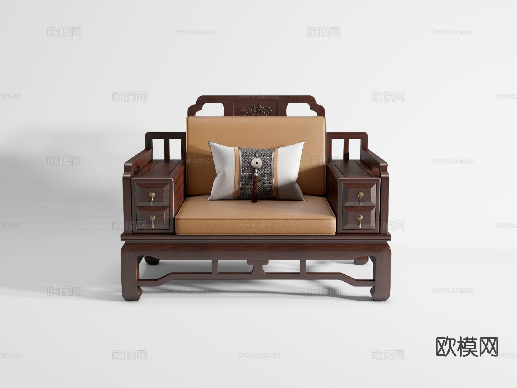 中式单人沙发3d模型下载
