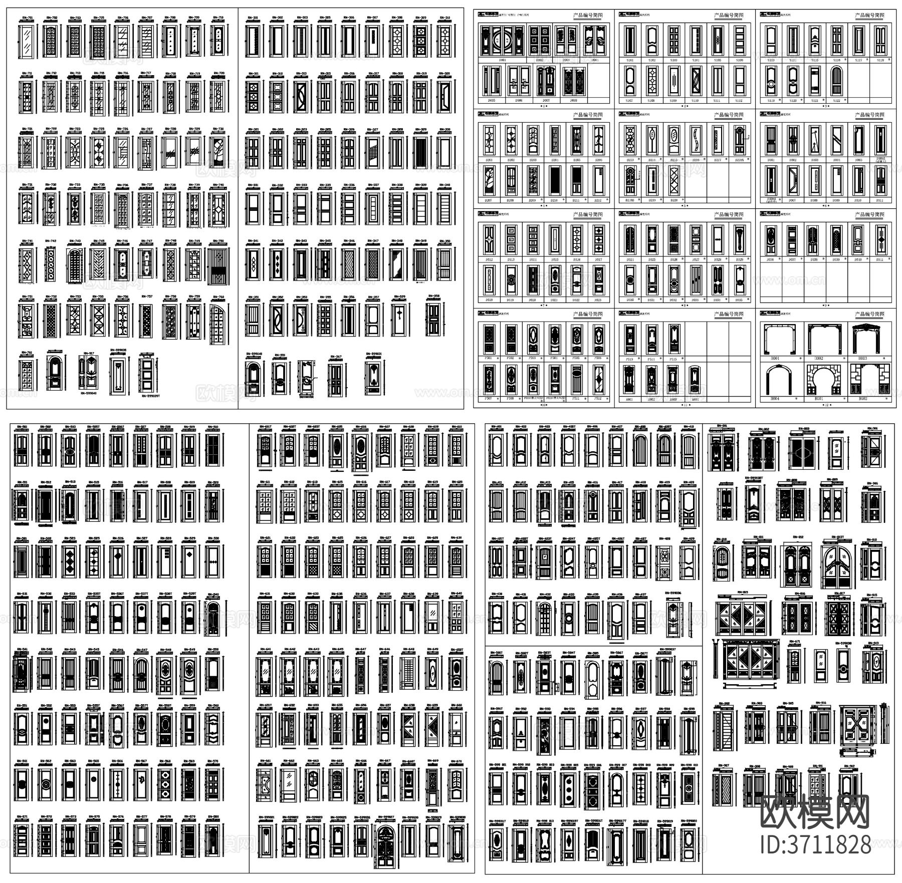 木门cad图库