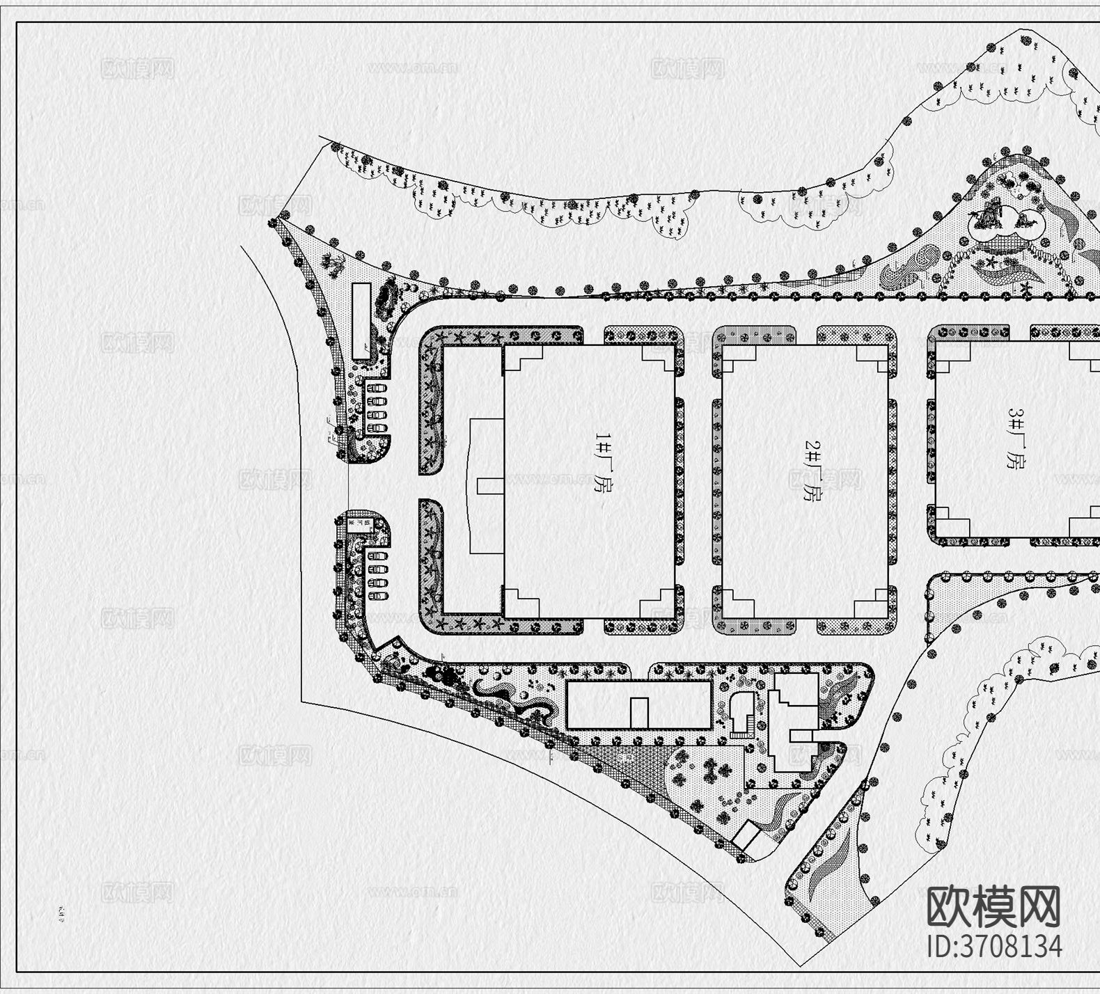 产业园工业园厂区厂房工厂规划植物配置景观绿化方案cad施工图