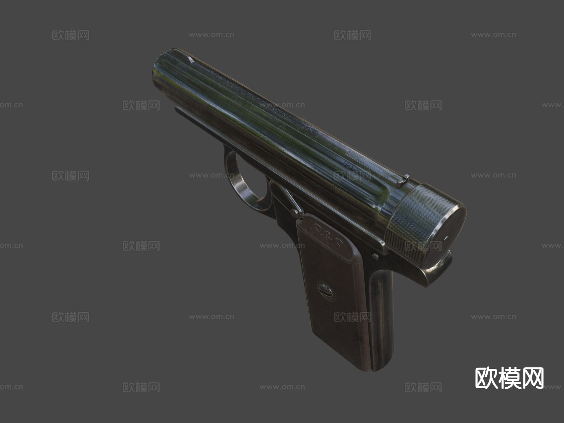 J.P.Sauer1913自型装手枪su模型下载（渲染图3）