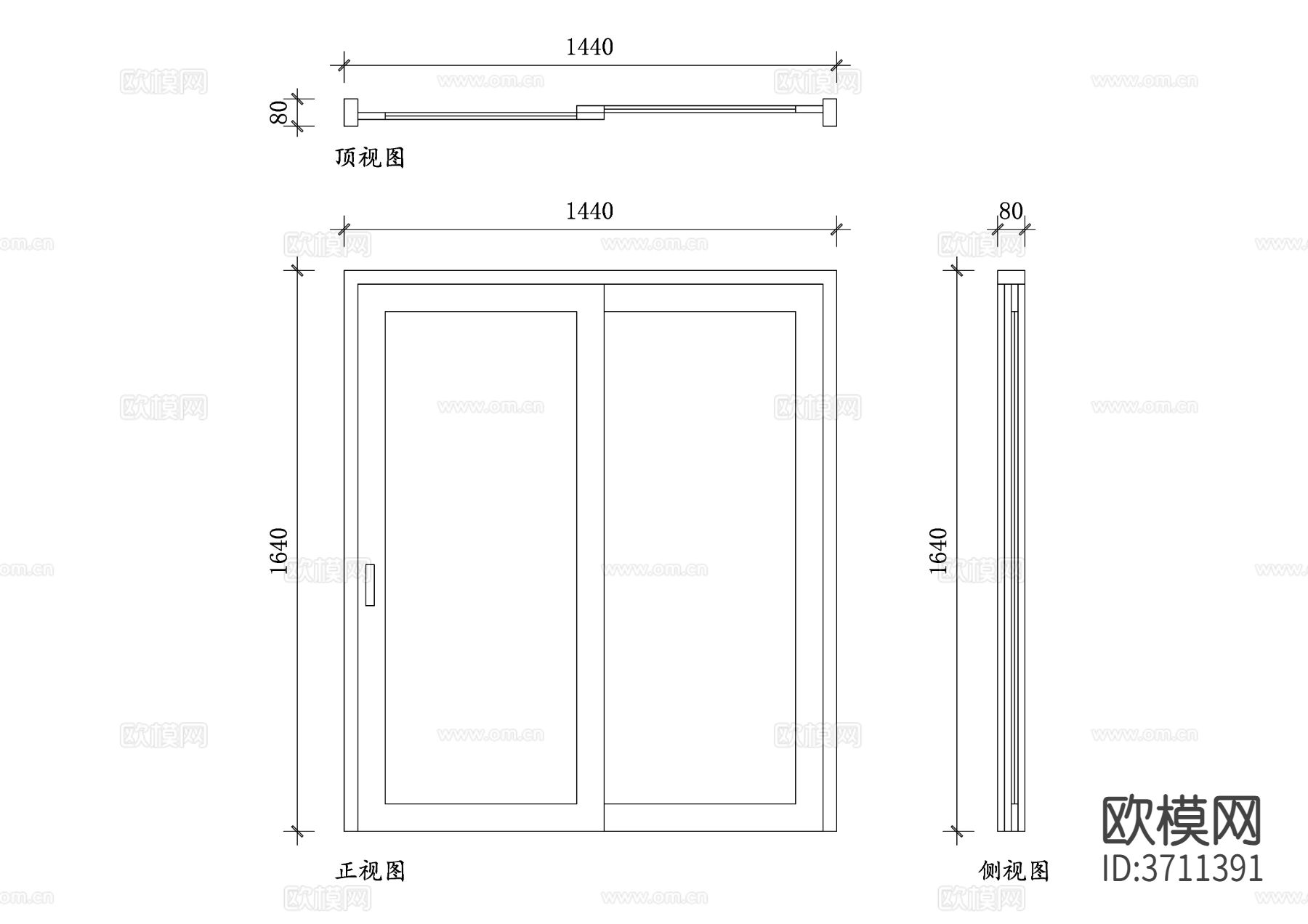 统窗推拉门cad立面图