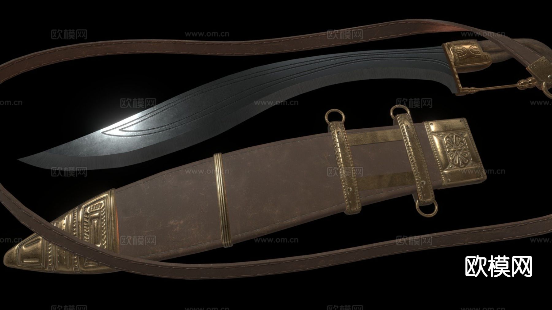 带鞘的古刀su模型下载（渲染图2）
