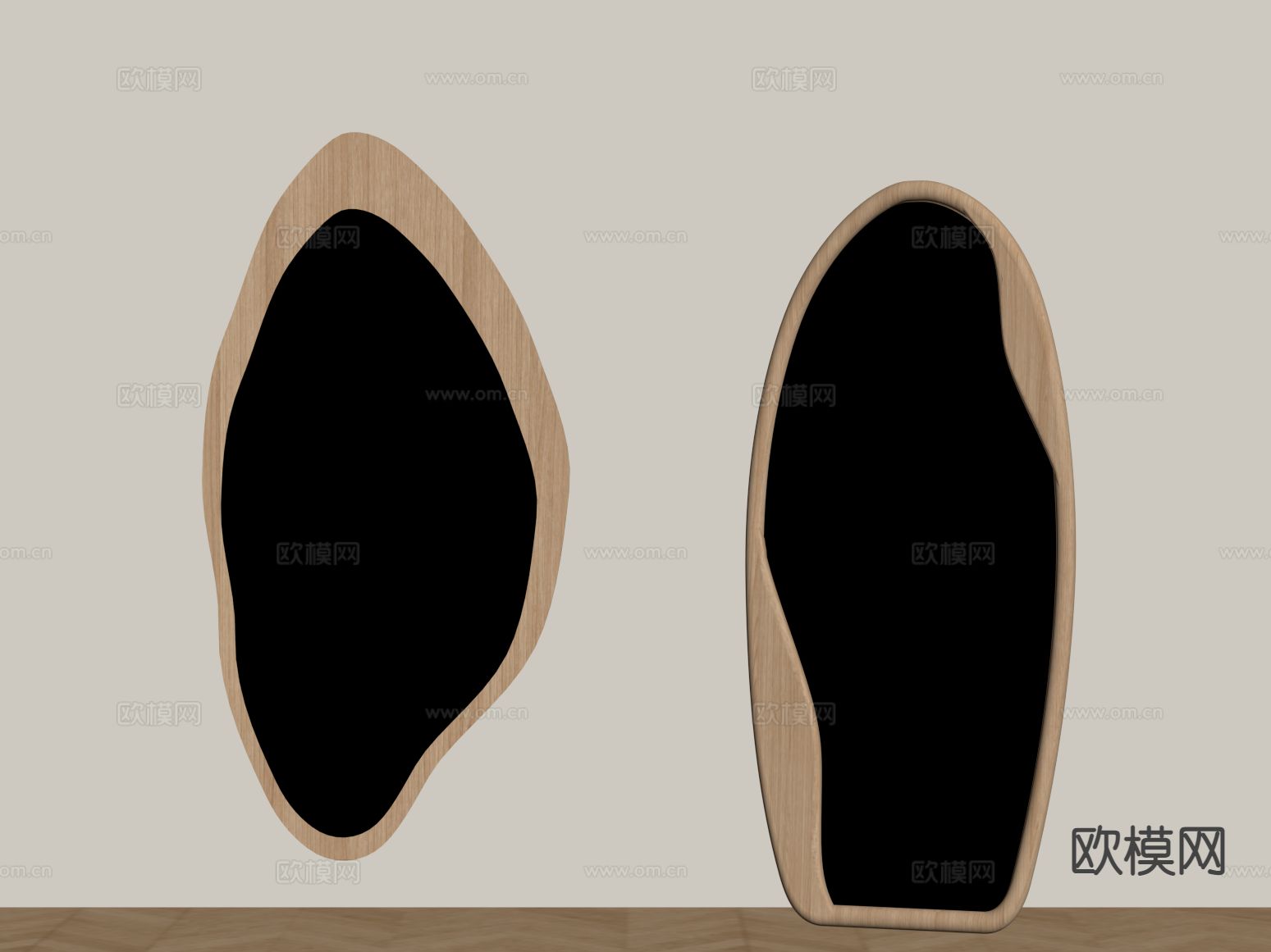 现代全身镜 落地镜 装饰镜su模型下载（渲染图1）