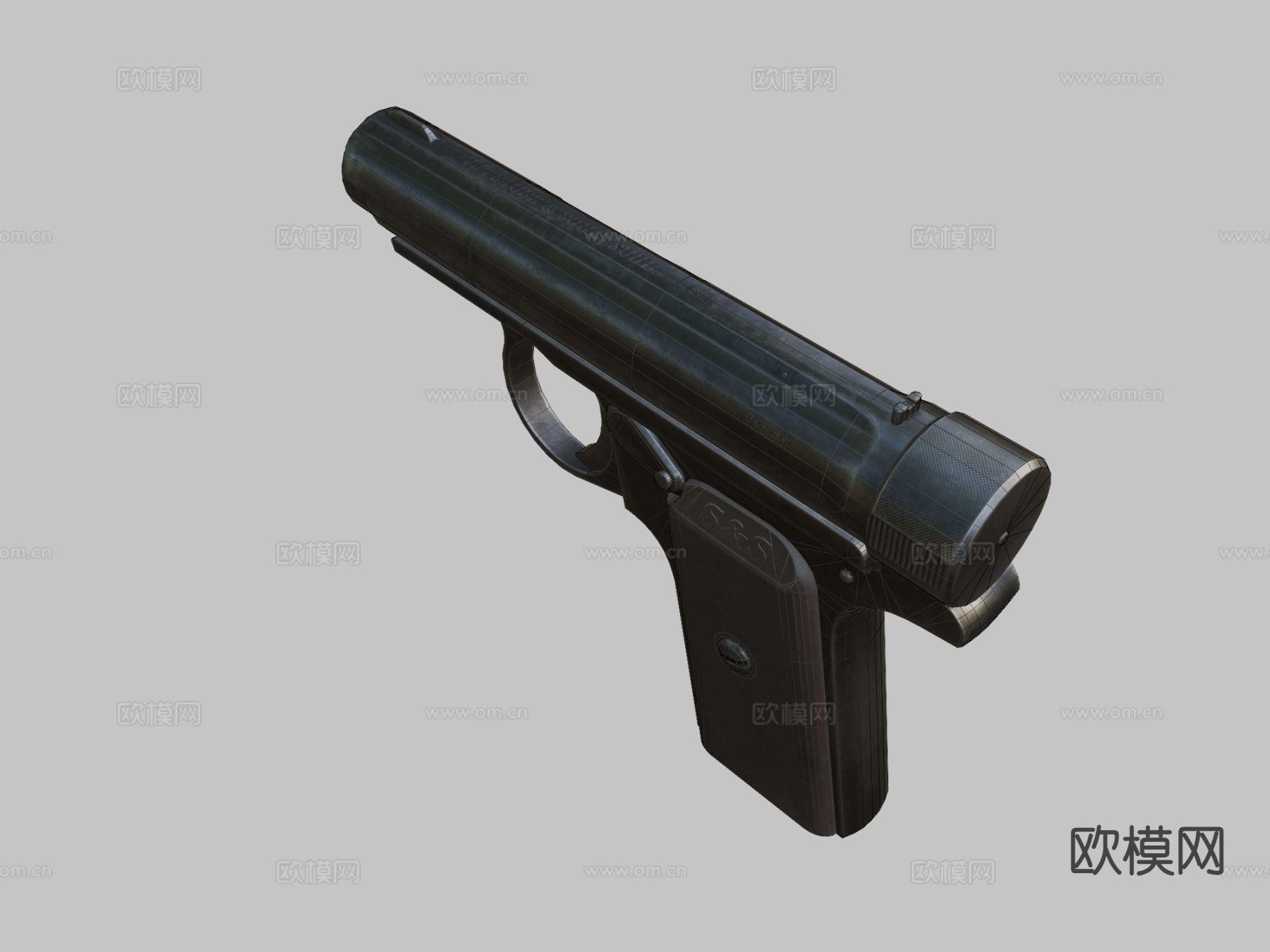 J.P.Sauer1913自型装手枪su模型下载（渲染图2）