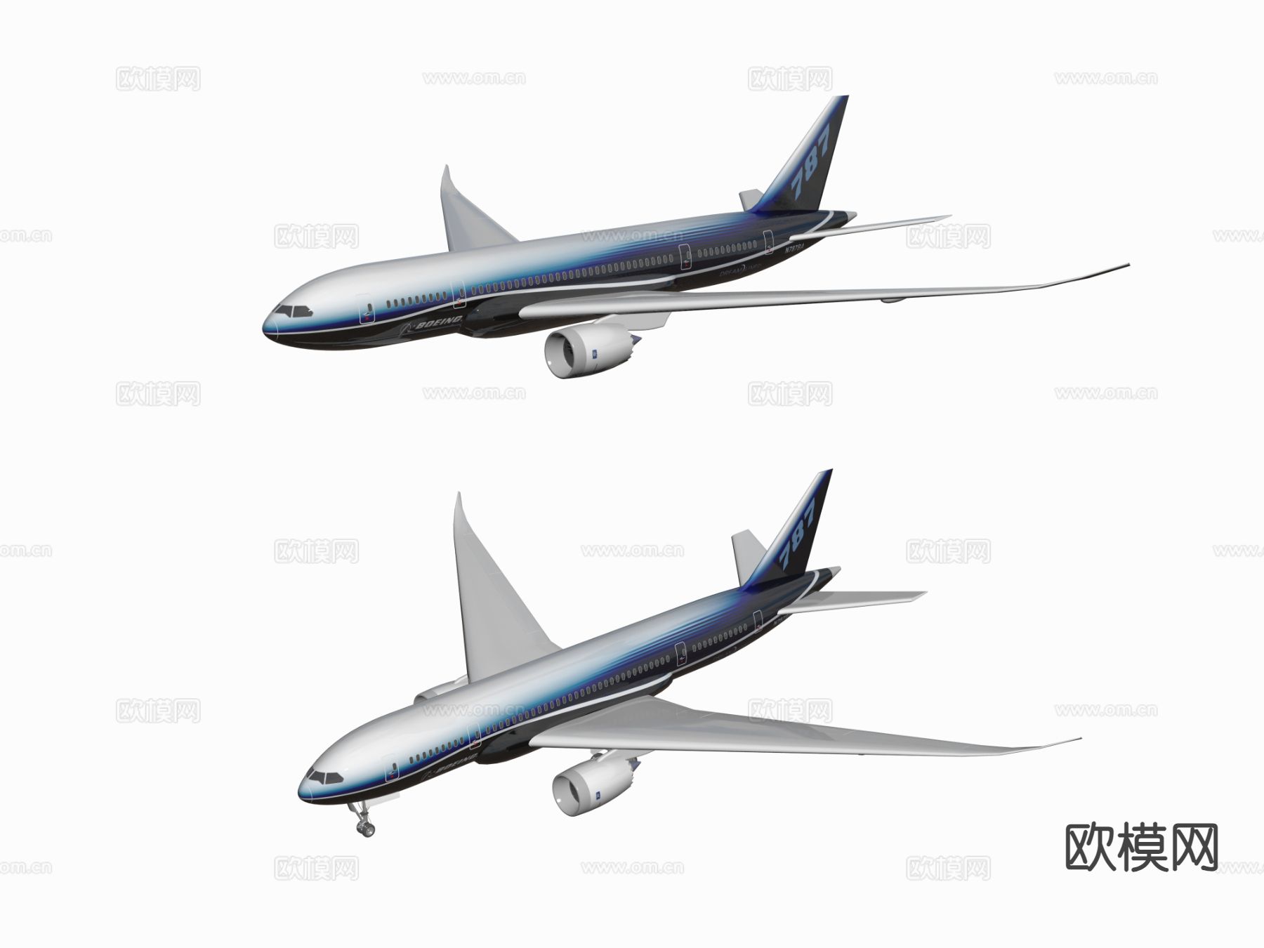 客机 飞机3d模型下载（渲染图1）