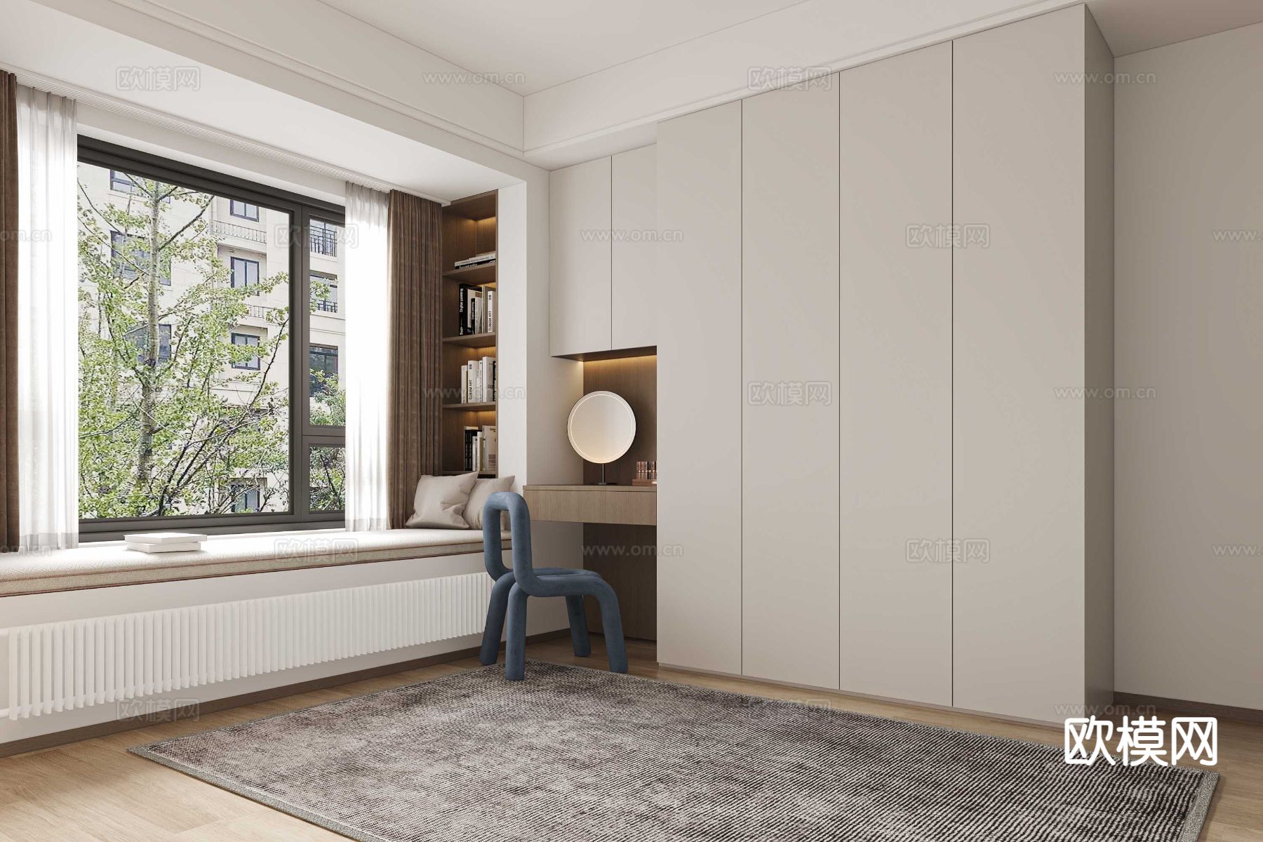 意式卧室 主卧3d模型下载（渲染图2）